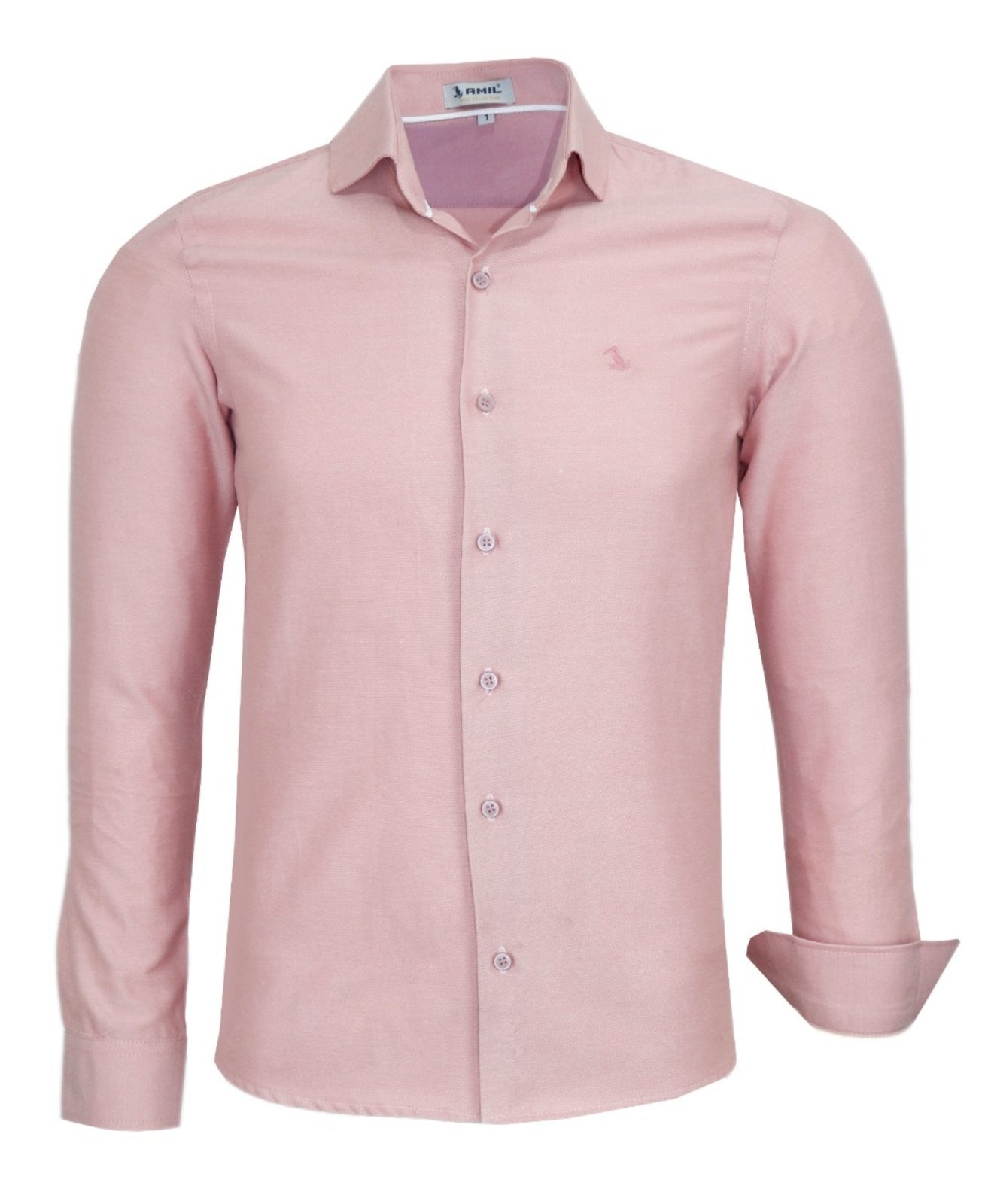 Camisa Social Amil Printer Slim Algodão/Poliéster Macia e Fácil de Passar Goiaba