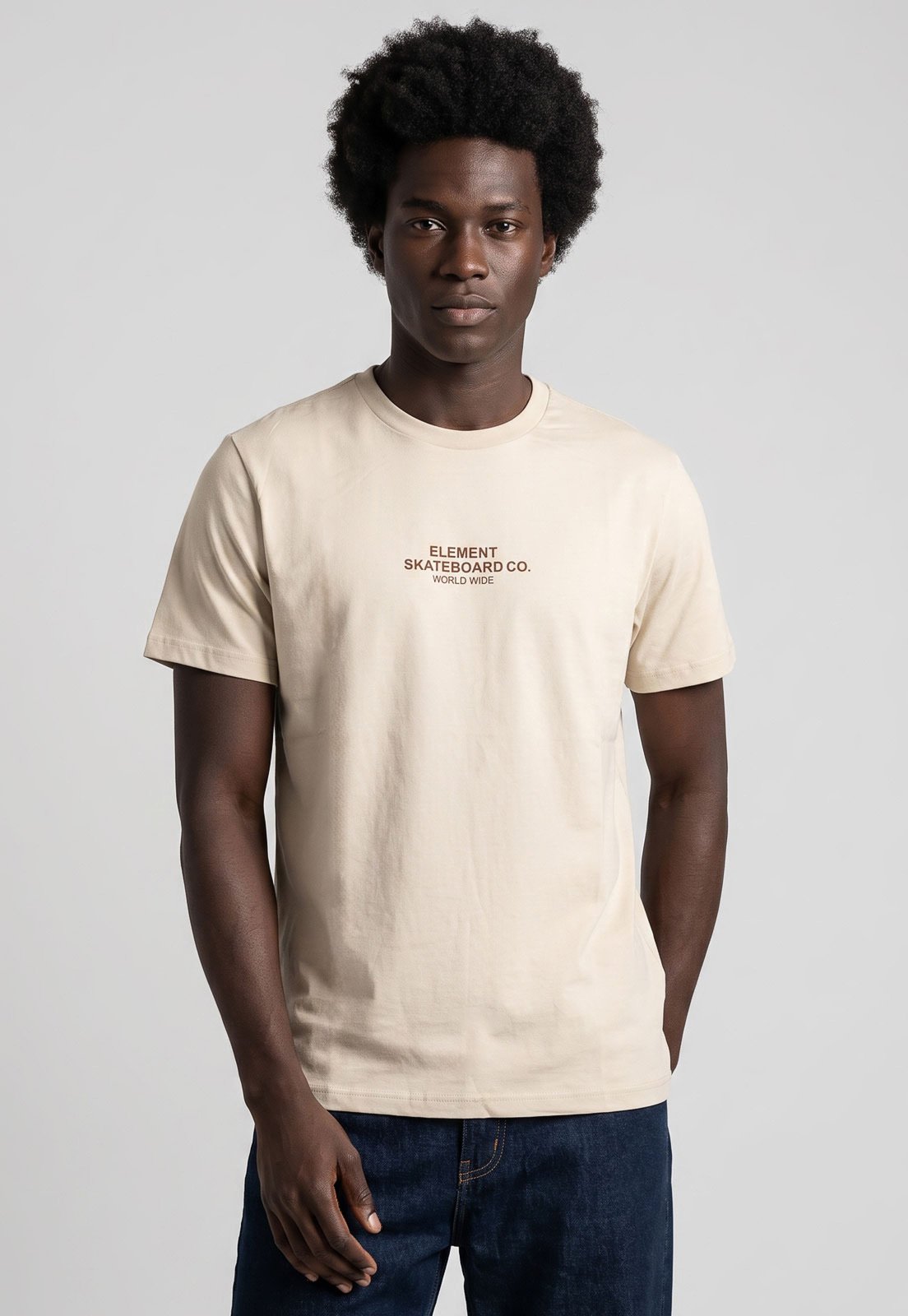 Camiseta Masculina Element Estampa Frontal Bege