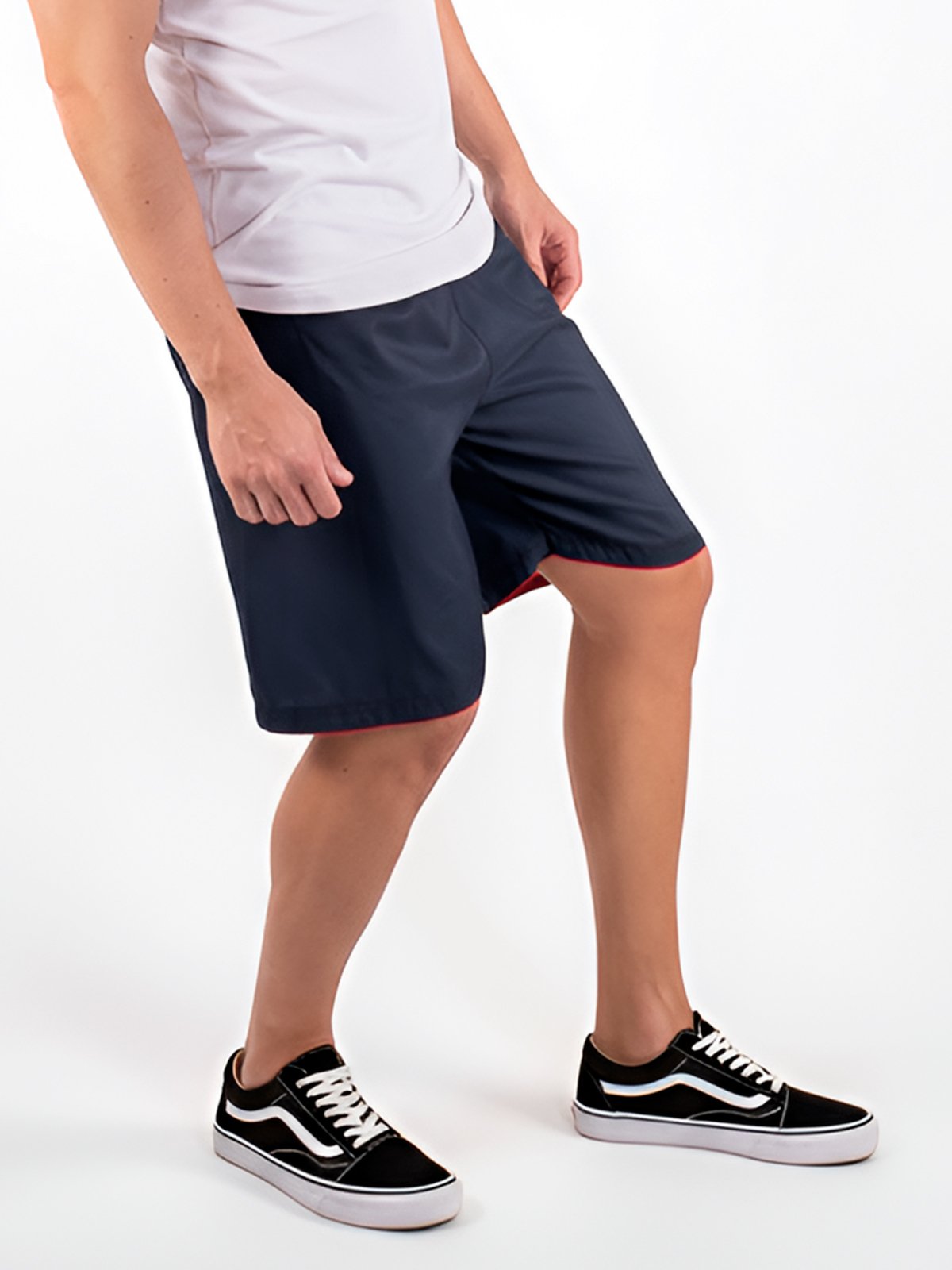 Vista 2 Bermuda Detalhe Na Barra Masculina Frent`s Short Treino Casual Esporte Frent's azul/azul marinho Frent's azul/azul marinho
