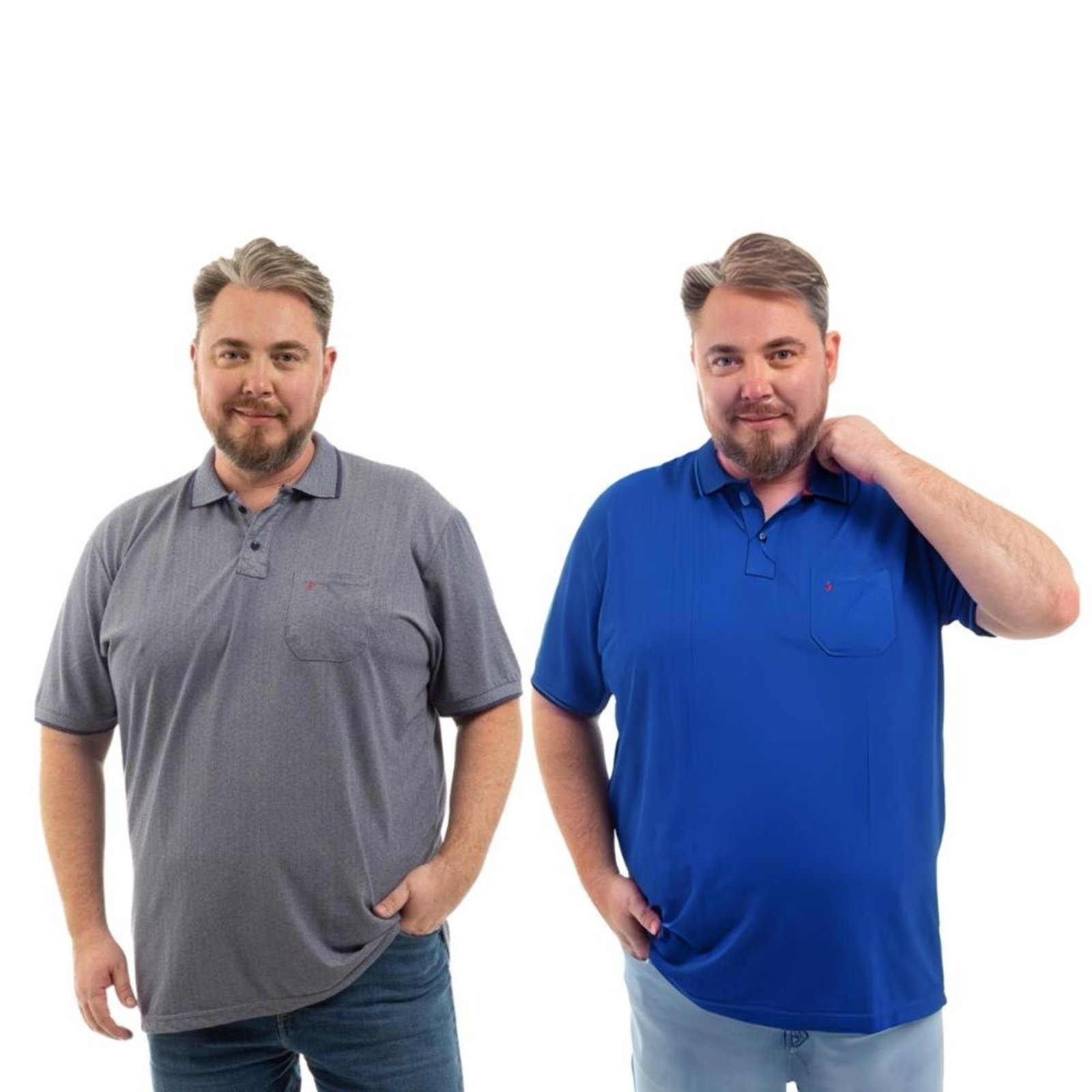 Kit 2 Camisa Polo Masculina Plus Size Pique com Bolso Casual
