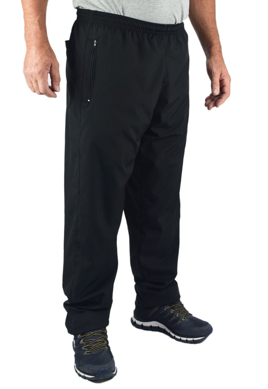 Calça Tactel Elastano Forrada Butu Biru Bolso Com Ziper Preto