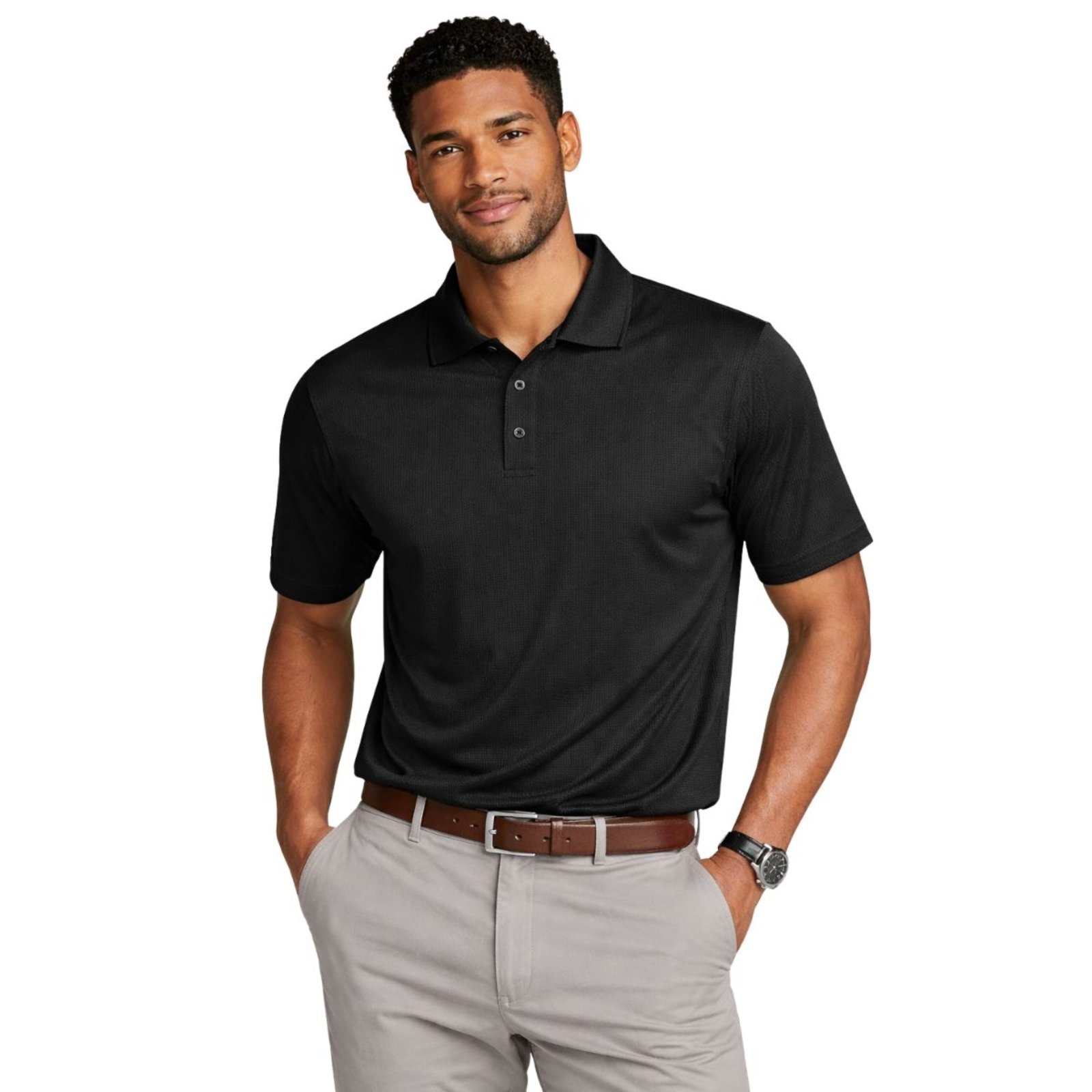 Camisa Polo Masculina Poliamida Elastano Premium Preto