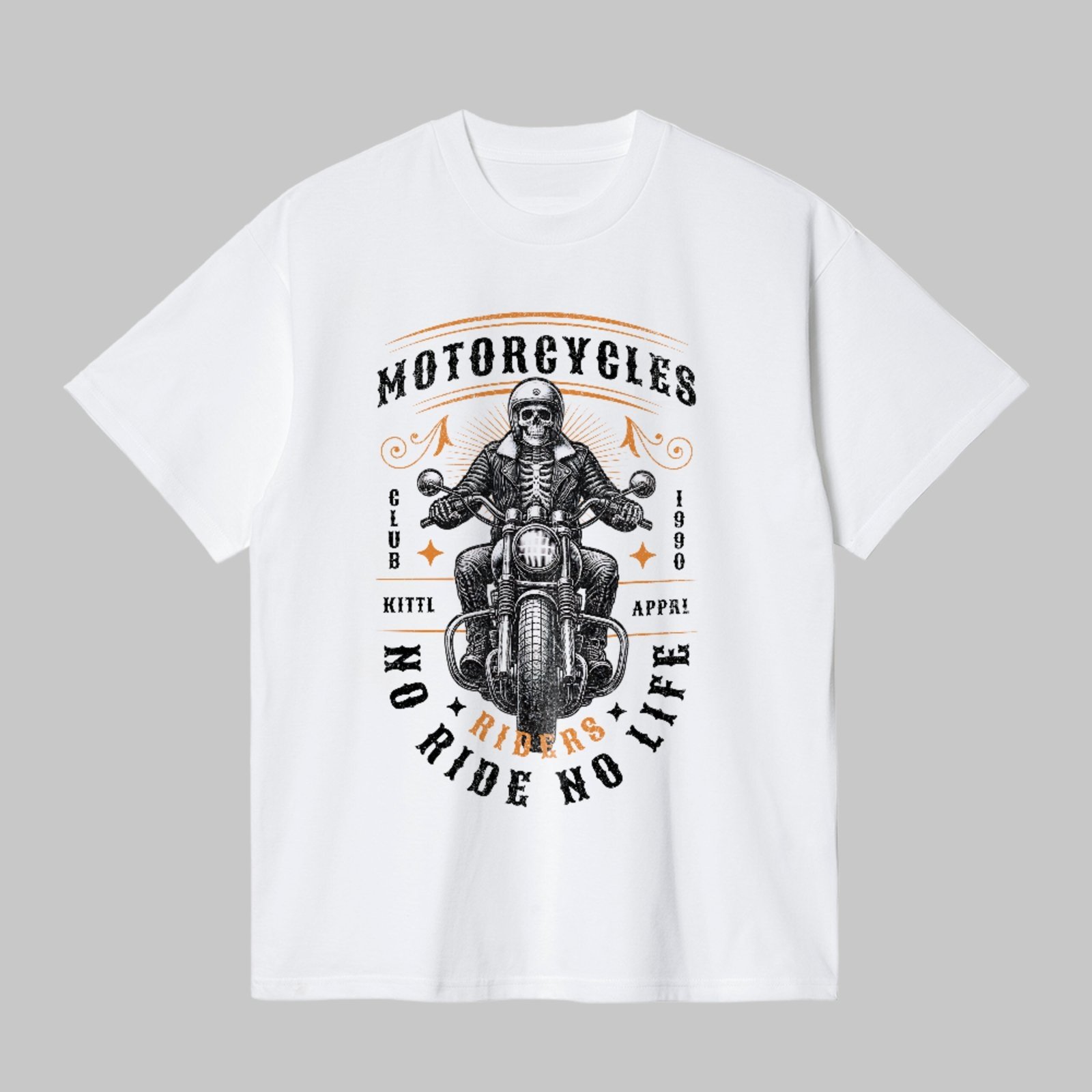 Camiseta Básica Riders Motorcycle Vintage No Ride No Life Unissex Branco