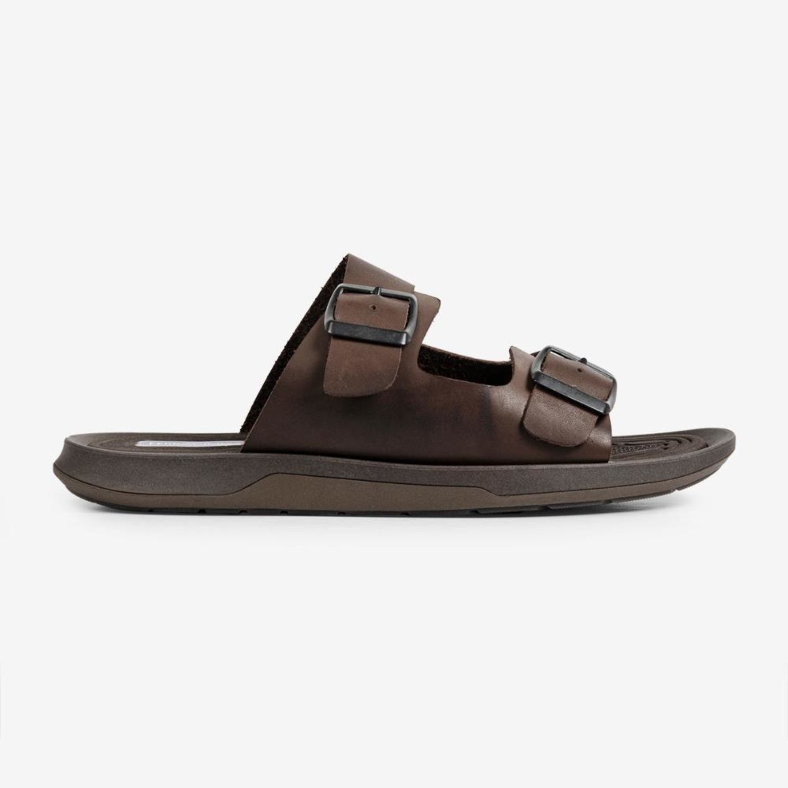 Sandália Masculina Couro Legítimo Ferracini Anatômica Confortável Duas Tiras Marrom 1591B
