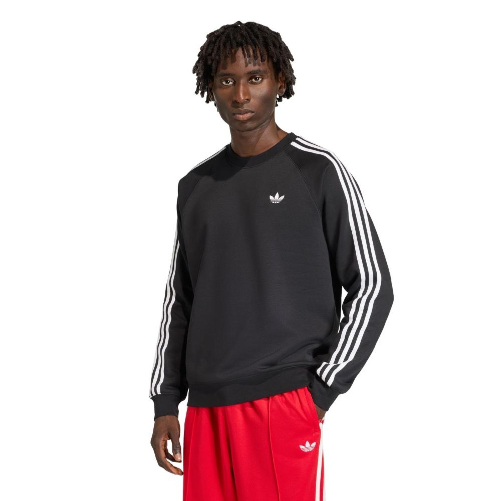 MOLETOM GOLA CARECA TRÊS LISTRAS adidas Originals Preto