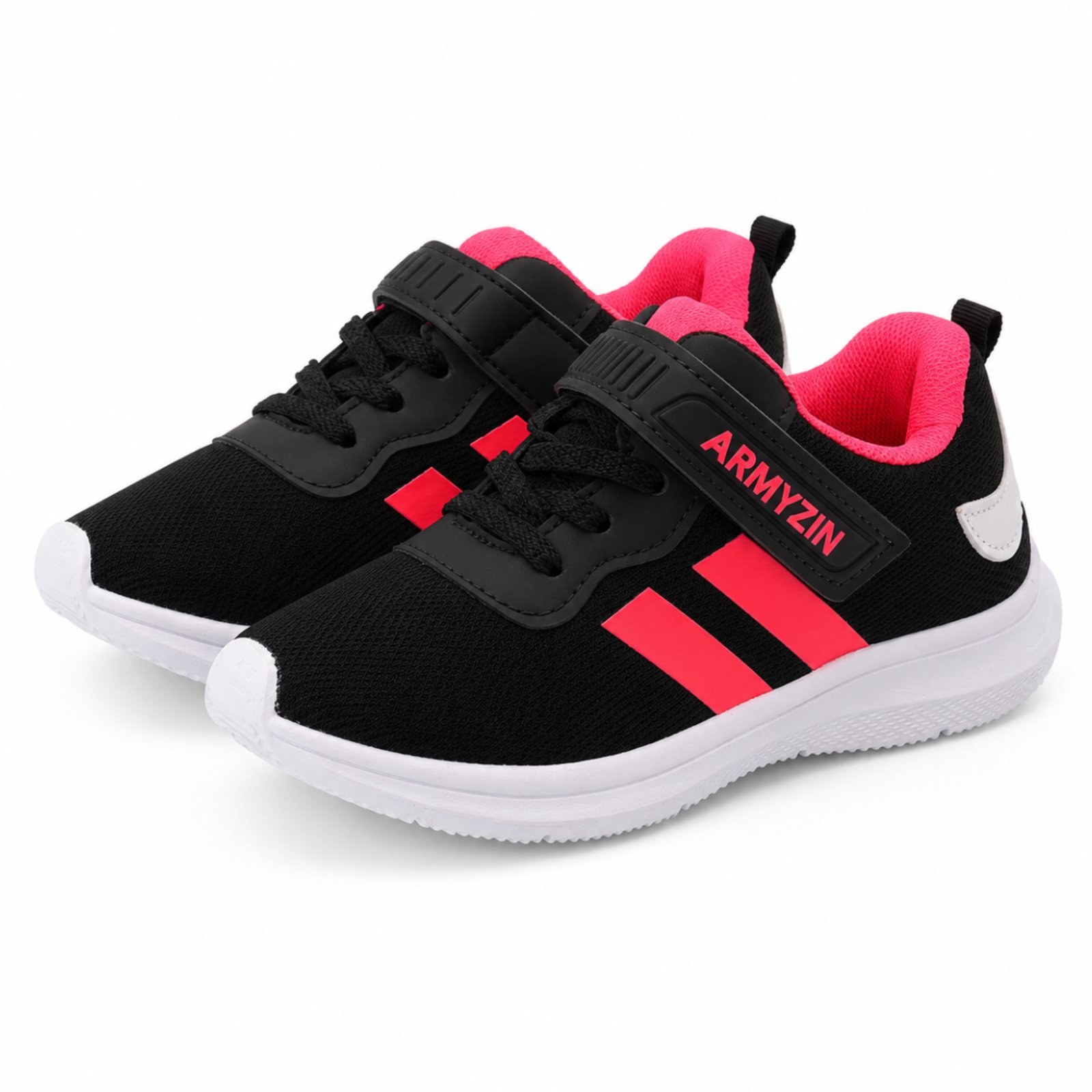 Infantil - Tênis Feminino Leve Confortável Macio Preto Rosa Armyz