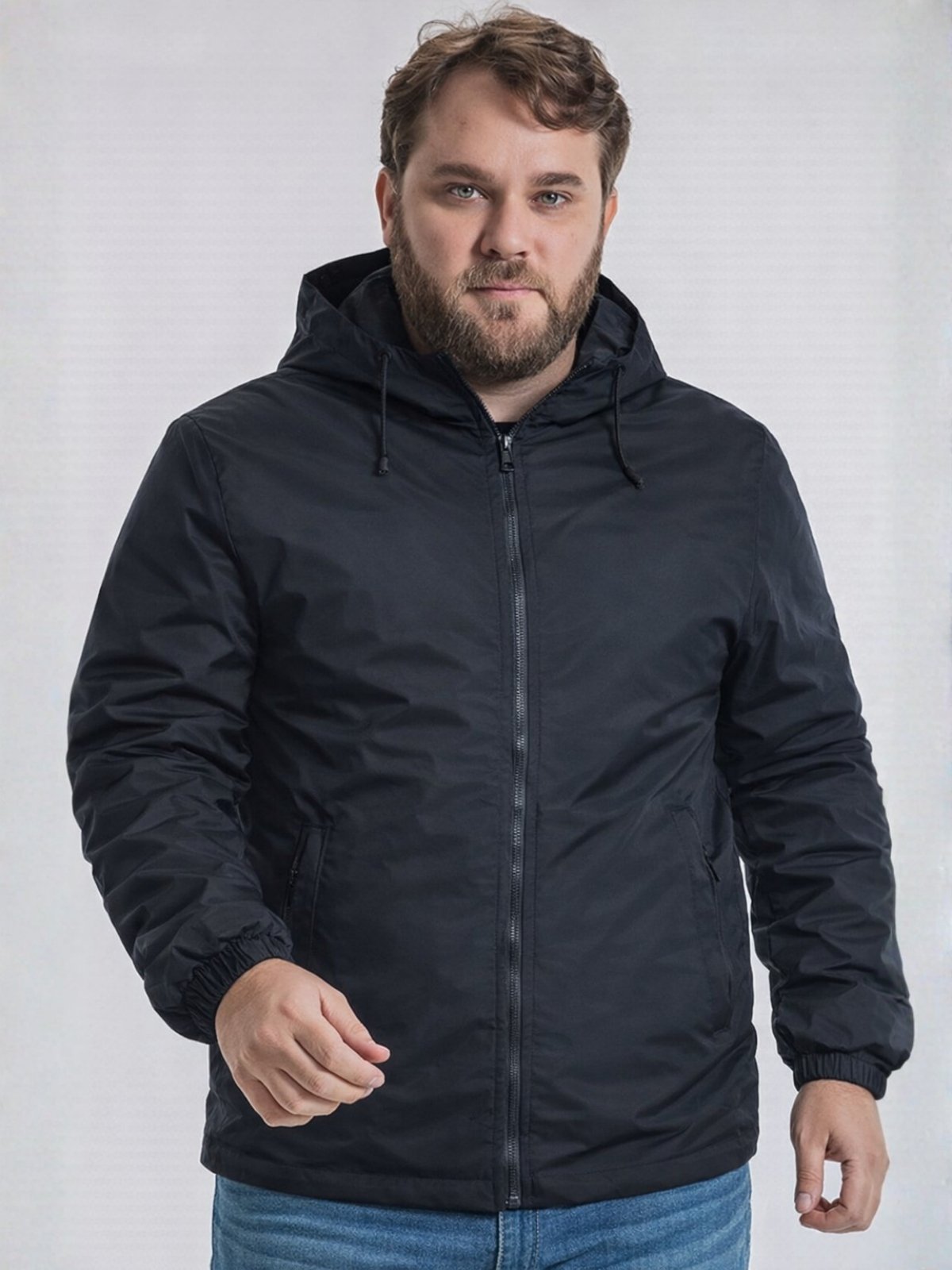 Jaqueta Masculina Preta Plus Size Forrada Peluciada Capuz Térmica