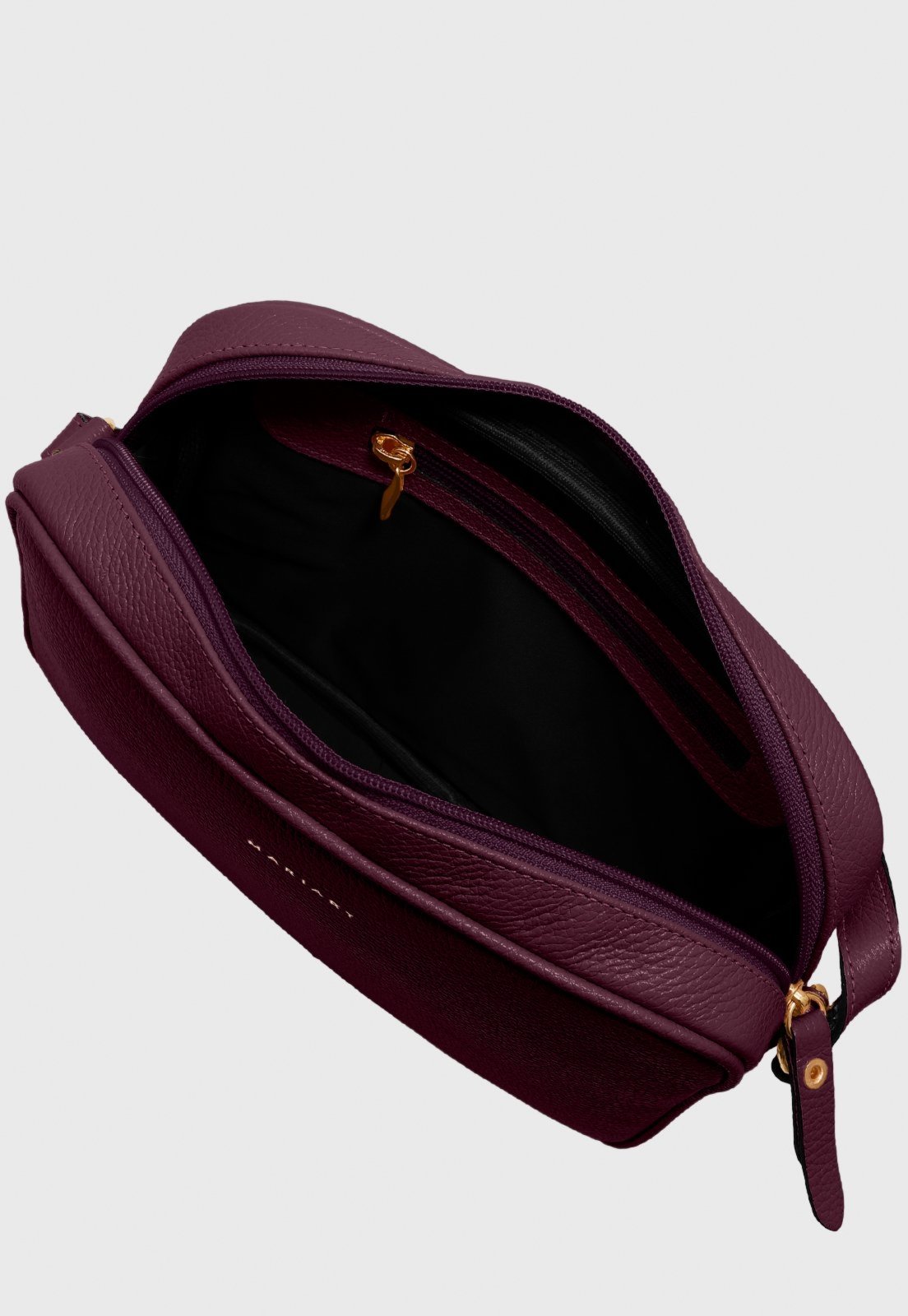 Vista 3 Bolsa Transversal Couro Mariart Maxi Jeri Rubi vinho Mariart vinho