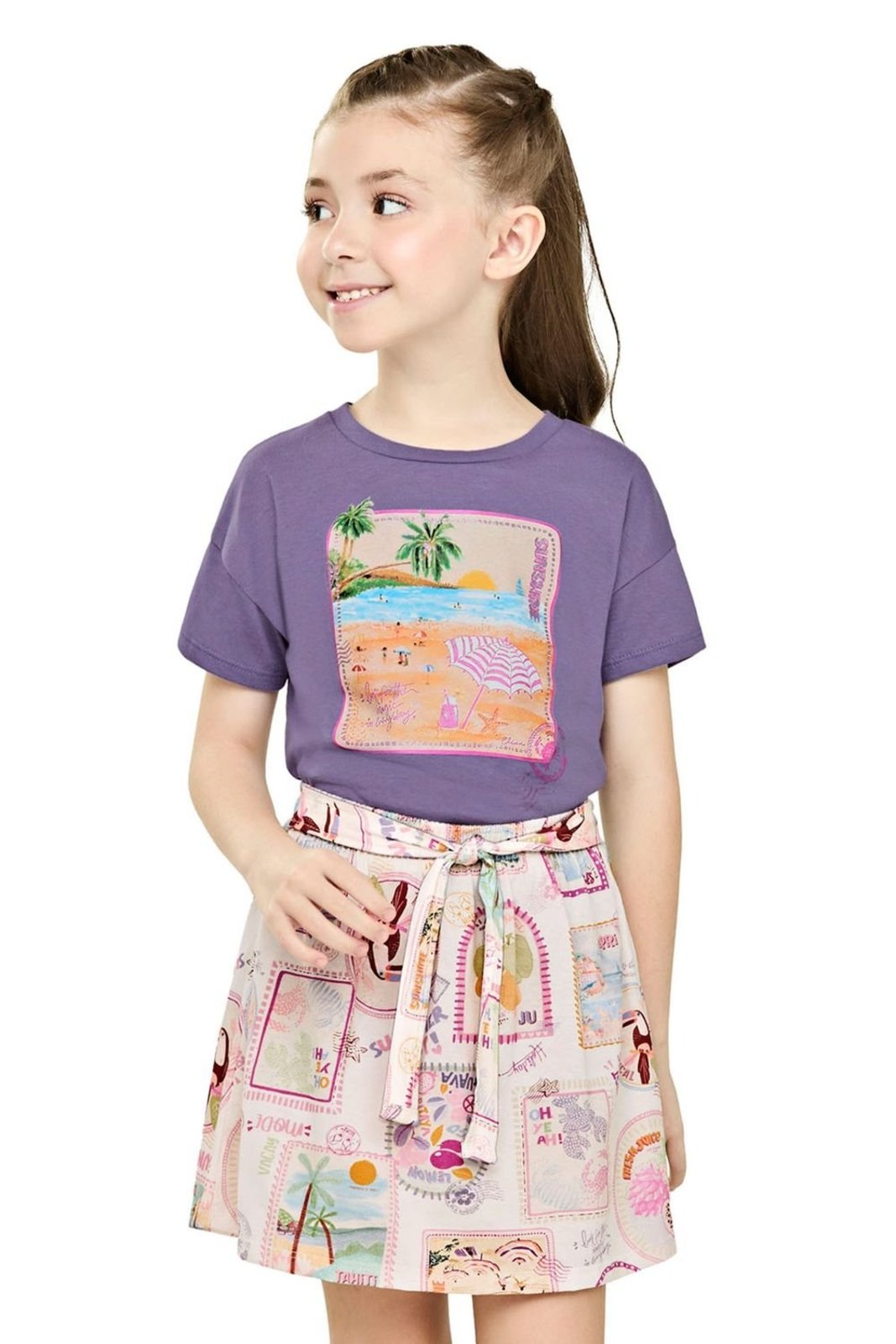 Infantil - Conjunto Menina Brilho Stamp Elian Lilás