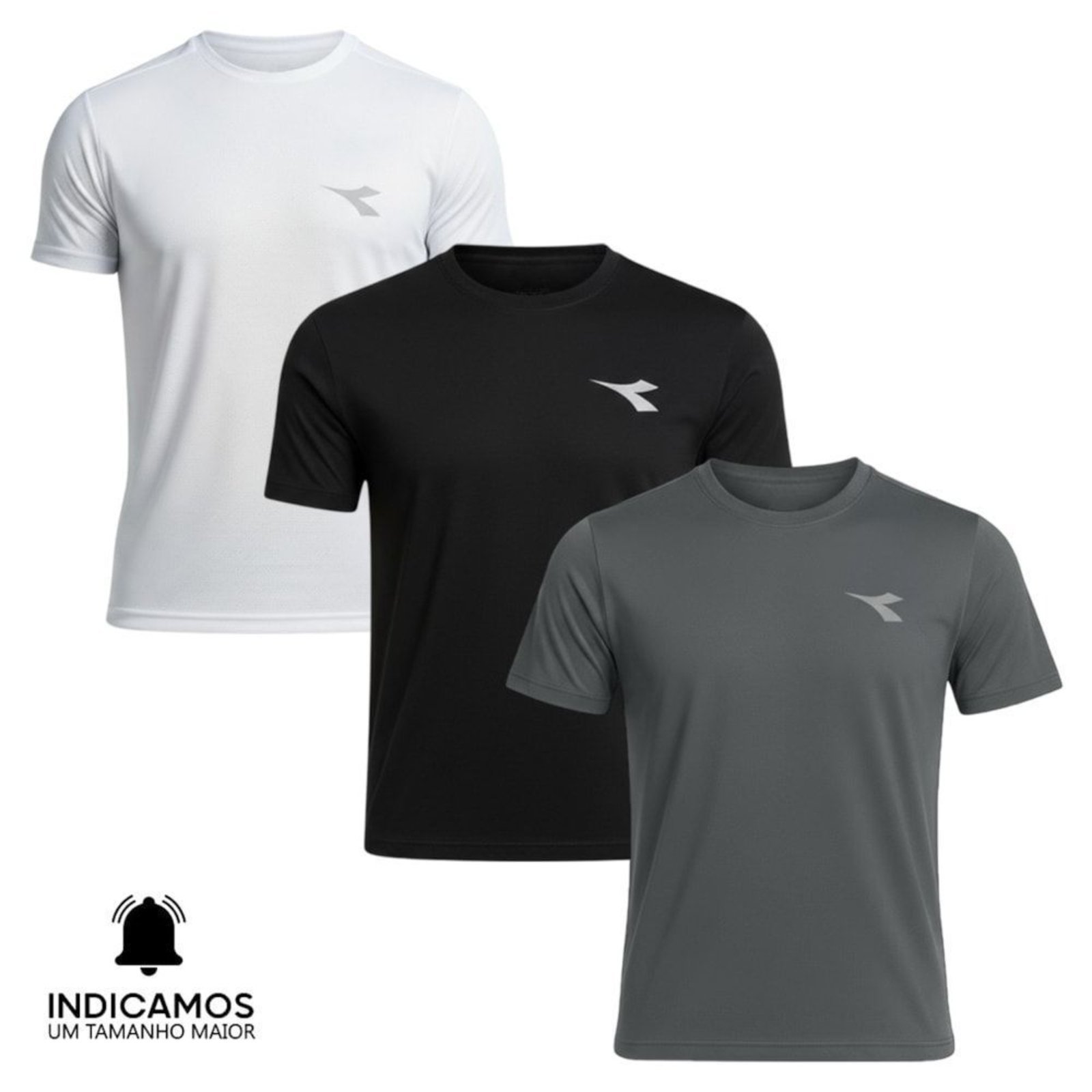 Kit 3 Camisetas Diadora Small Logo Masculina - Branco - diadora