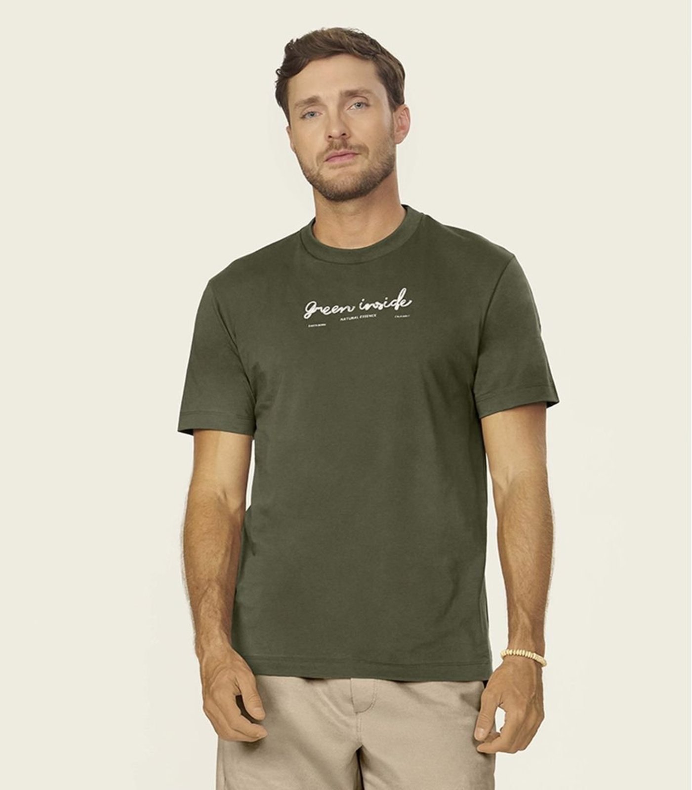 Camiseta Masculina Meia Malha Com Estampa Diametro Verde