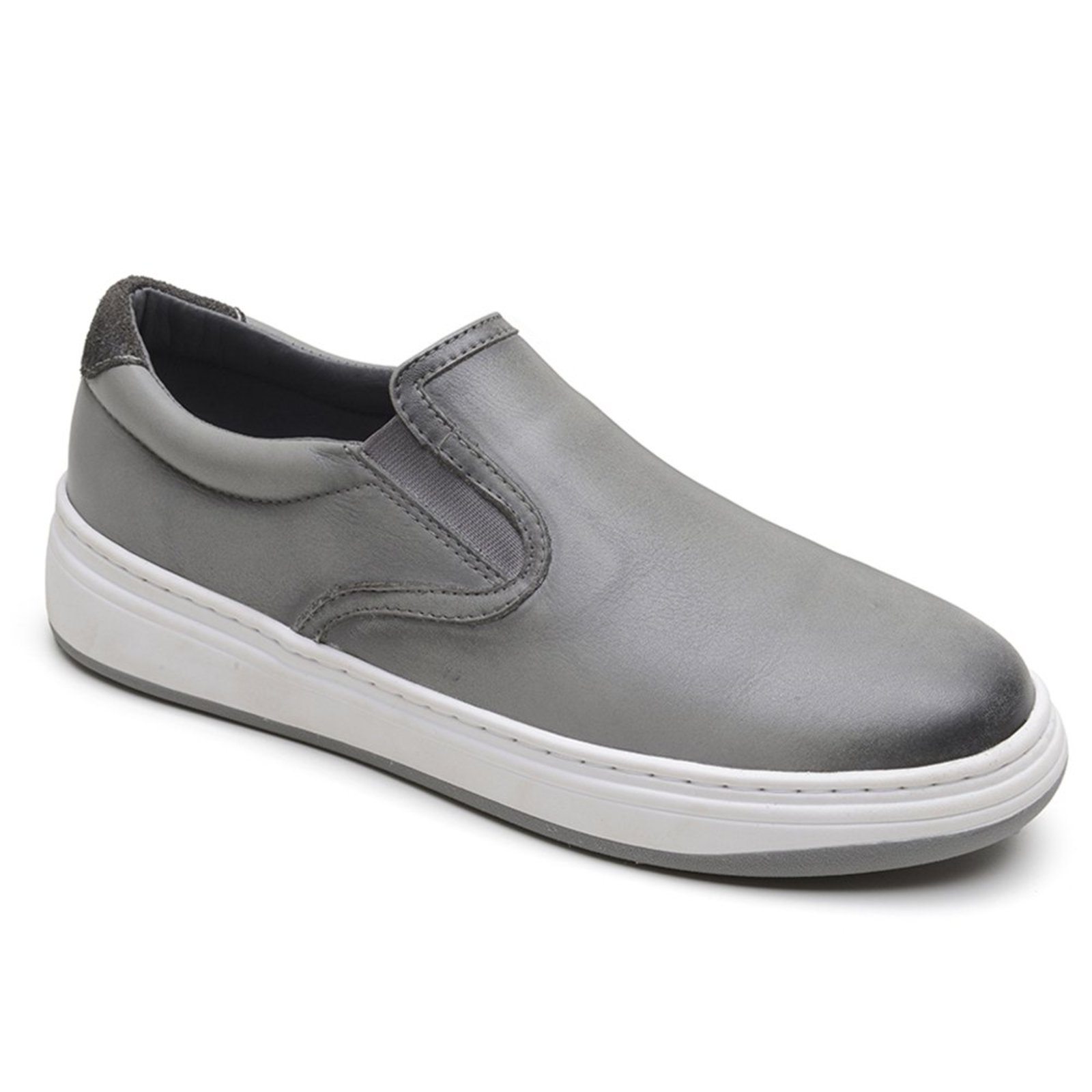 Tênis Couro Yacht Slip On Ultra Leve Masculino Confortável