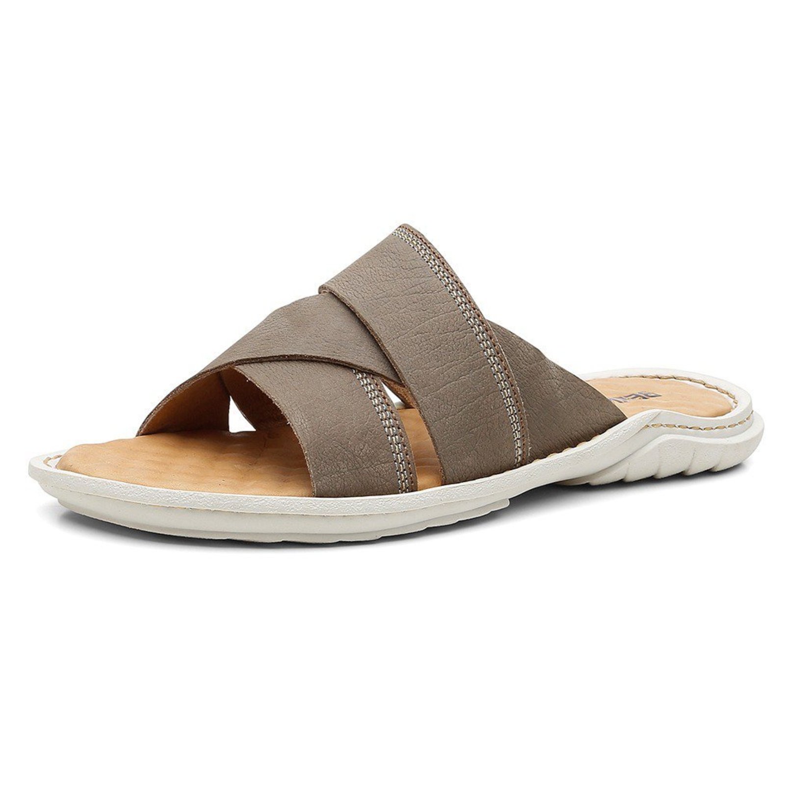 Chinelo Transpassado Centuria Tamanho Especial Em Couro Cinza