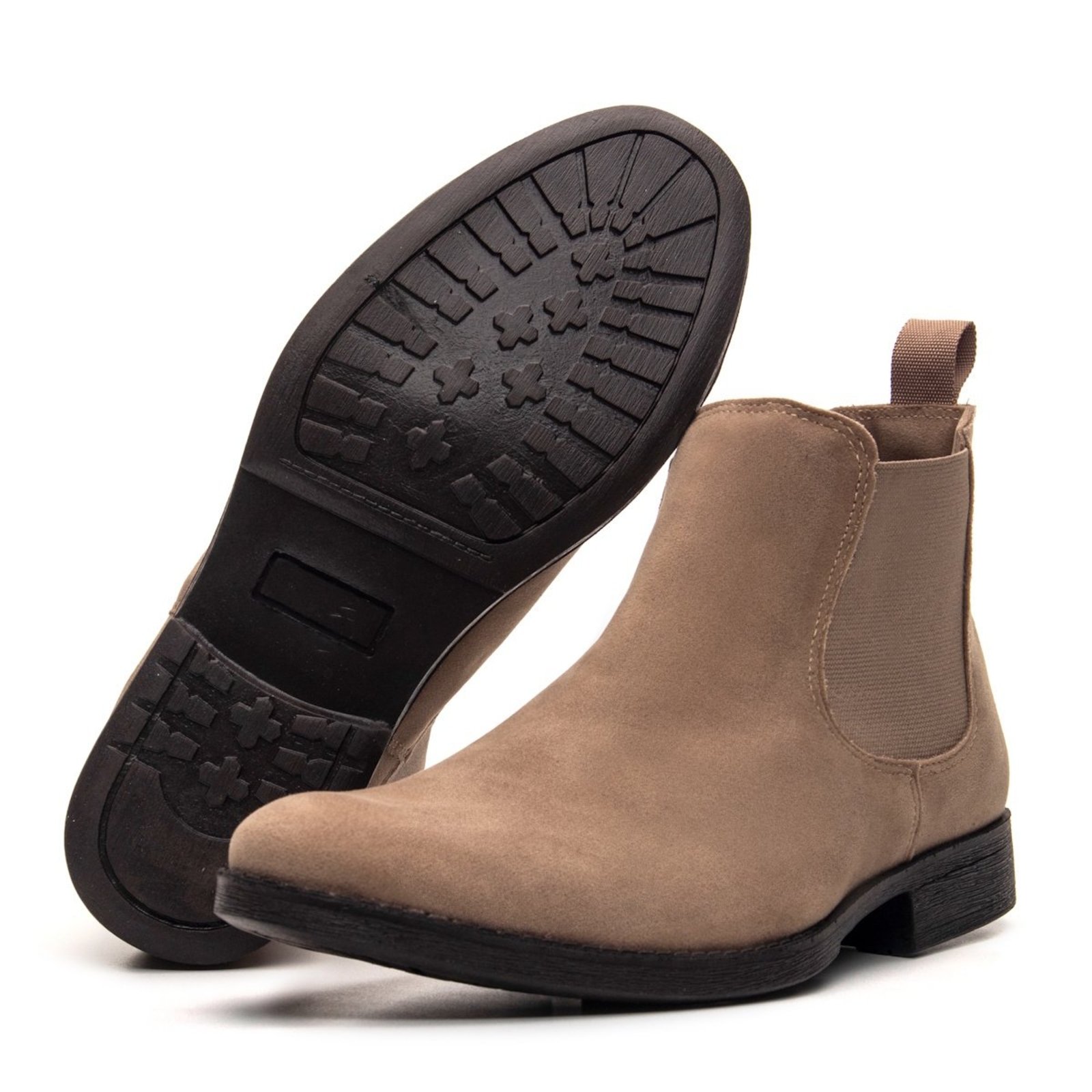Botina Bota Chelsea Masculina Country Rodeio Confortavel Camurça Areia