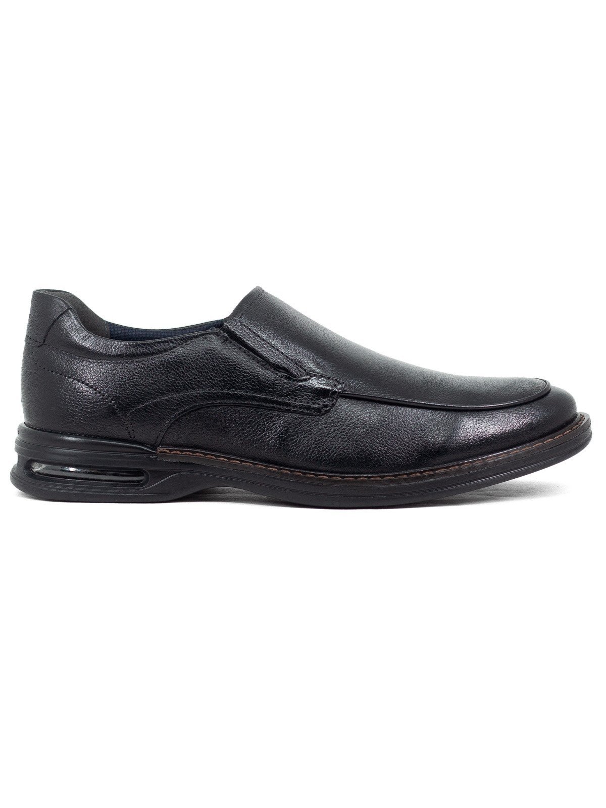 Sapato Social Masculino Democrata Mocassim Air Magnum Couro Legítimo Calce Fácil Preto
