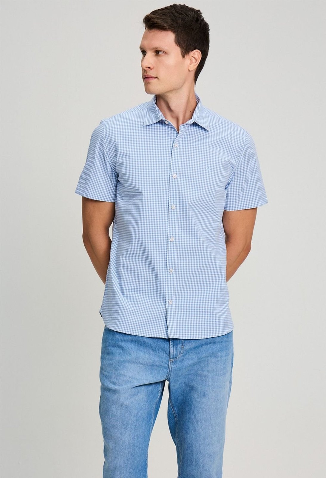 CAMISA DOCTHOS SLIM MANGA CURTA XADREZ CAMISA DOCTHOS SLIM MANGA CURTA XADREZ 012 AZUL P