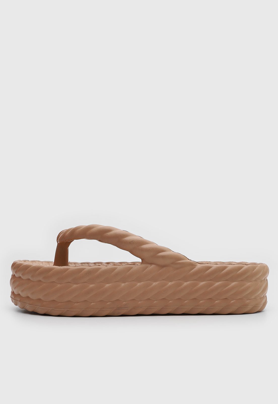 Sandália Flatform Feminina Brizza Arezzo Trançada Bege