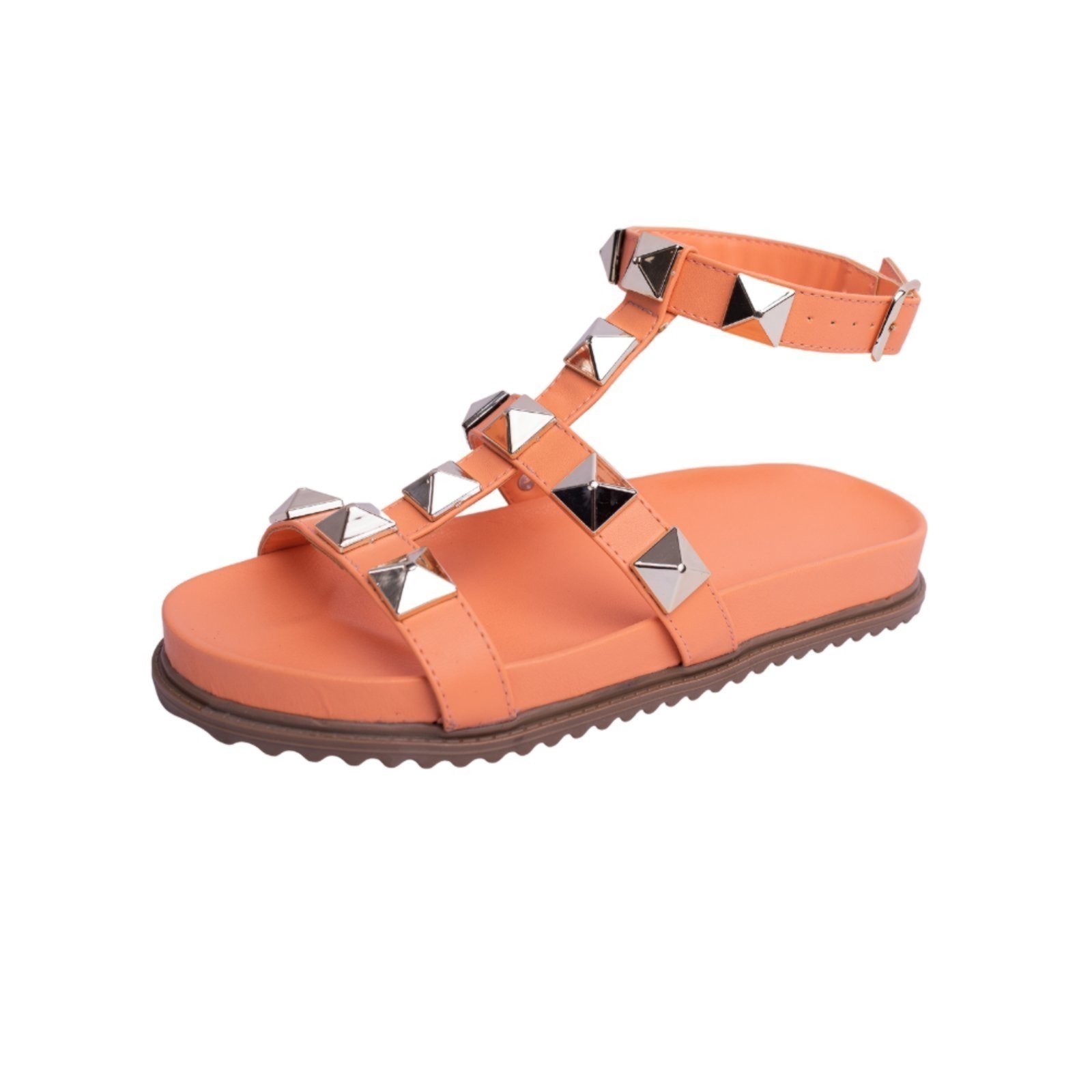 Papete Rasteira Sandalia Laranja Piramide Kuento Shoes