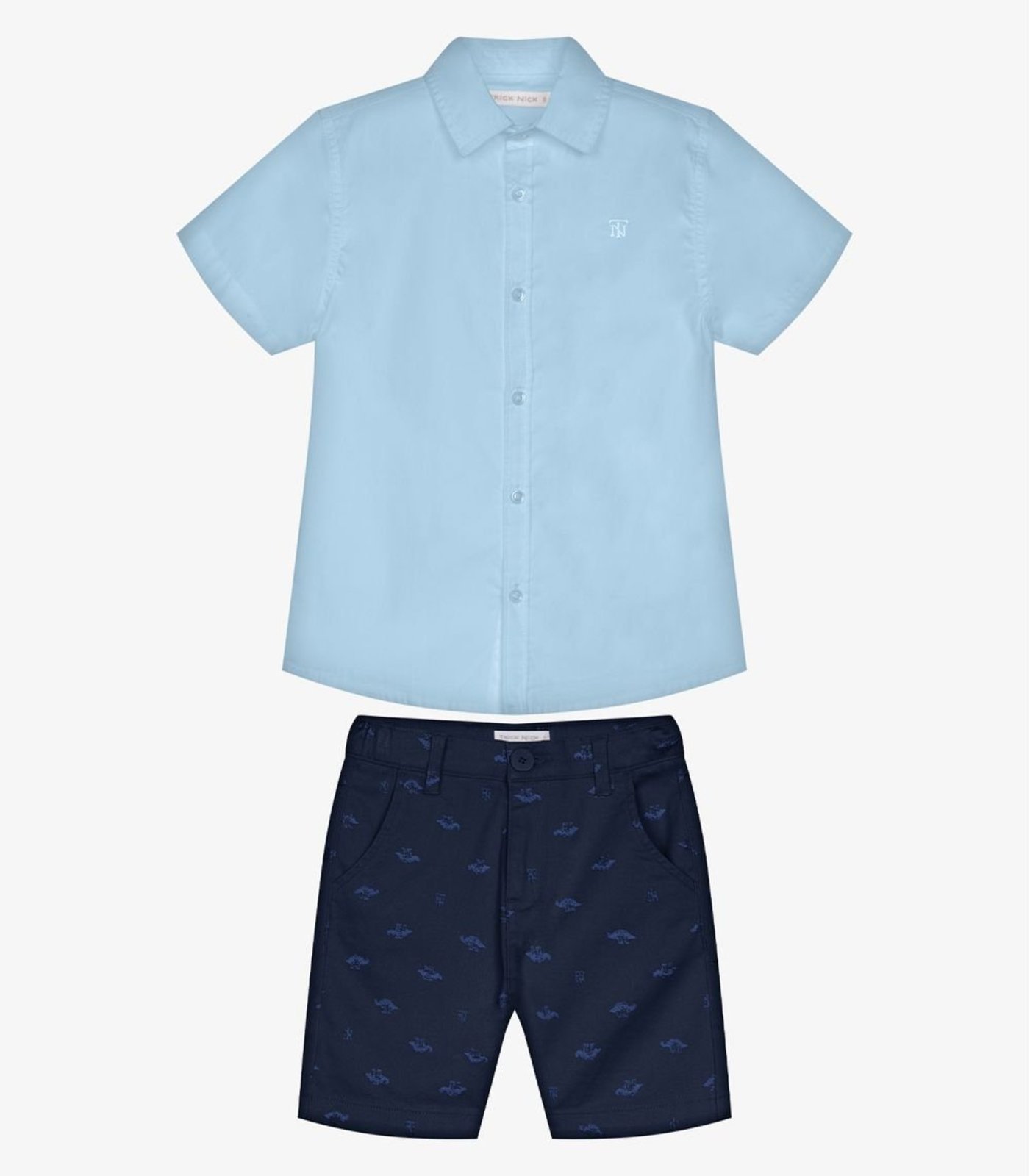 Infantil - Conjunto Camisa Com Bermuda Trick Nick Azul