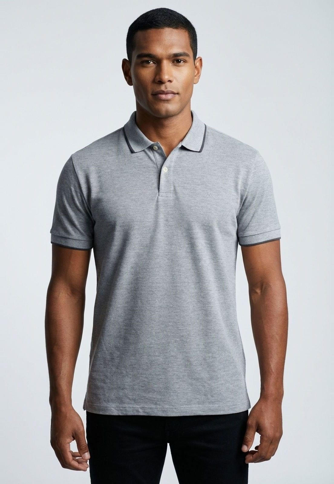 Polo Masculina Aramis Gola Contrastante Cinza