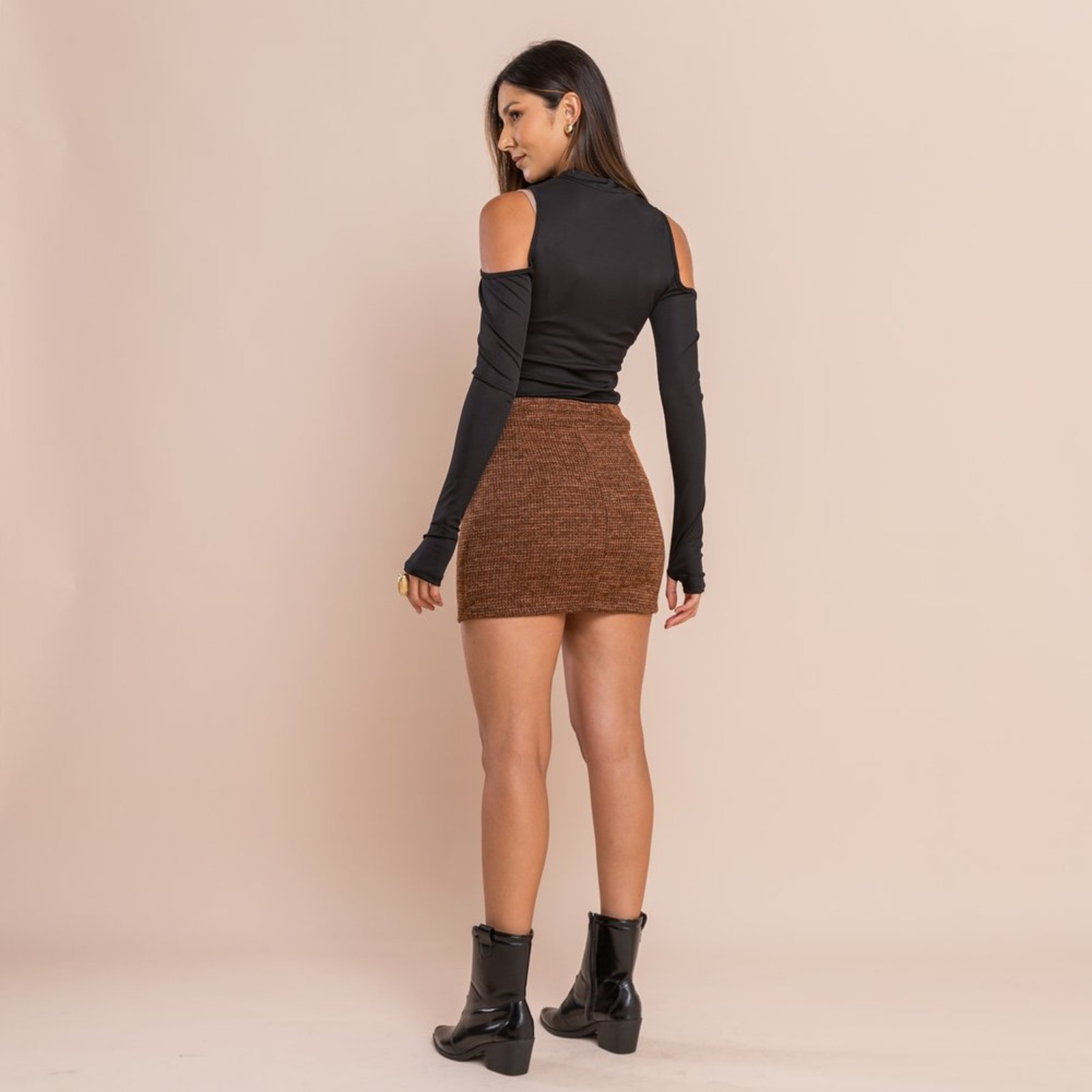 Saia Curta Escócia - SAWARY FASHION MARROM