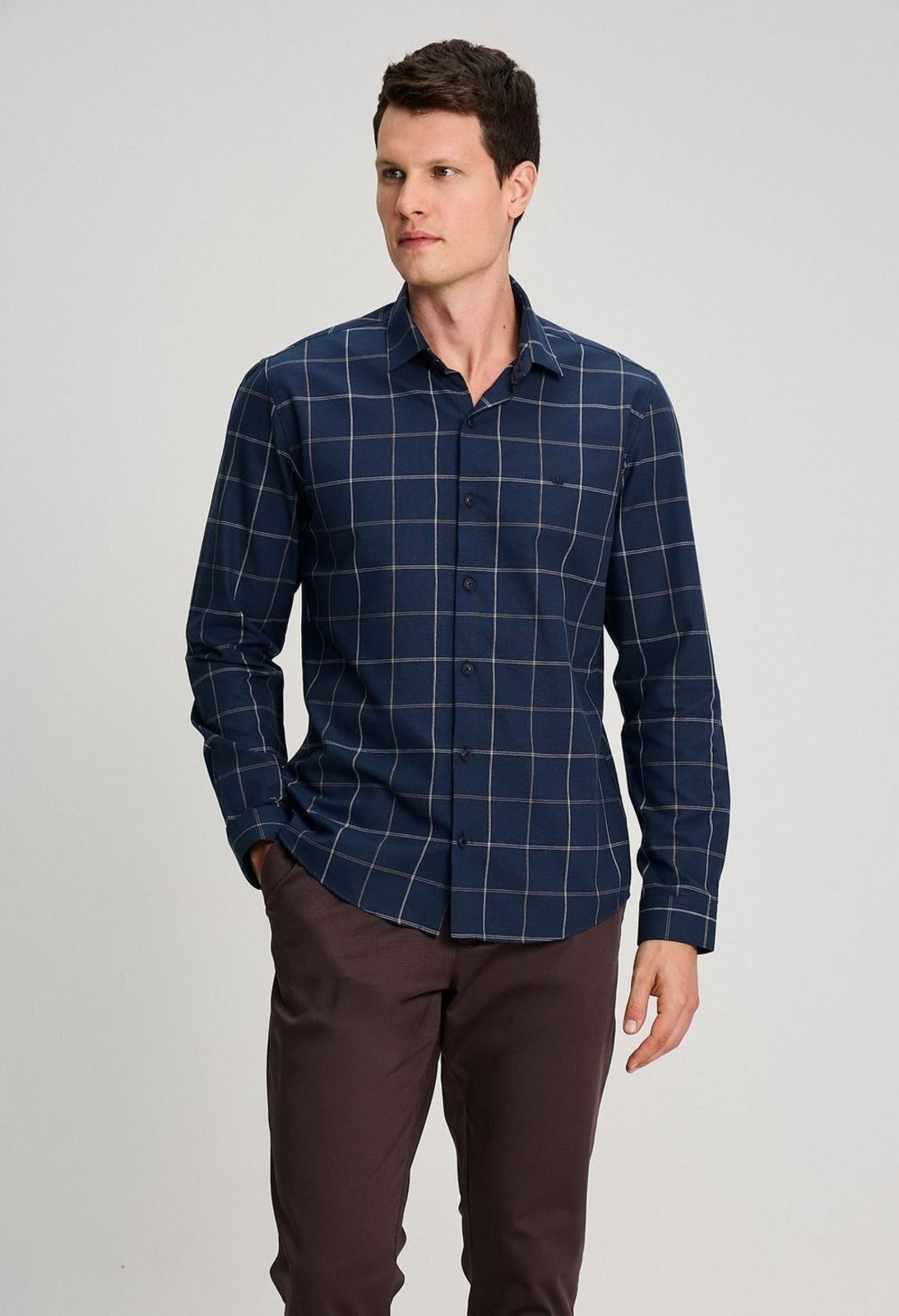 CAMISA DOCTHOS SLIM MANGA LONGA XADREZ CAMISA DOCTHOS SLIM MANGA LONGA XADREZ 007 MARINHO EG