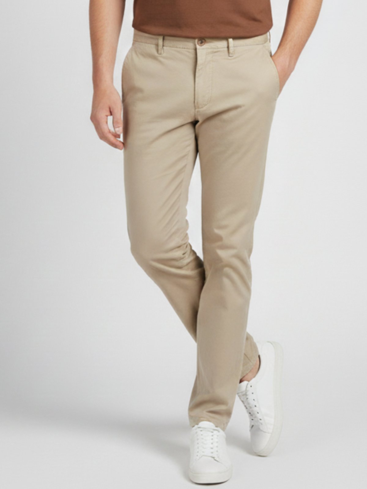Calça Sarja Masculina Alpha Street Wear Confortável e Básica Bege
