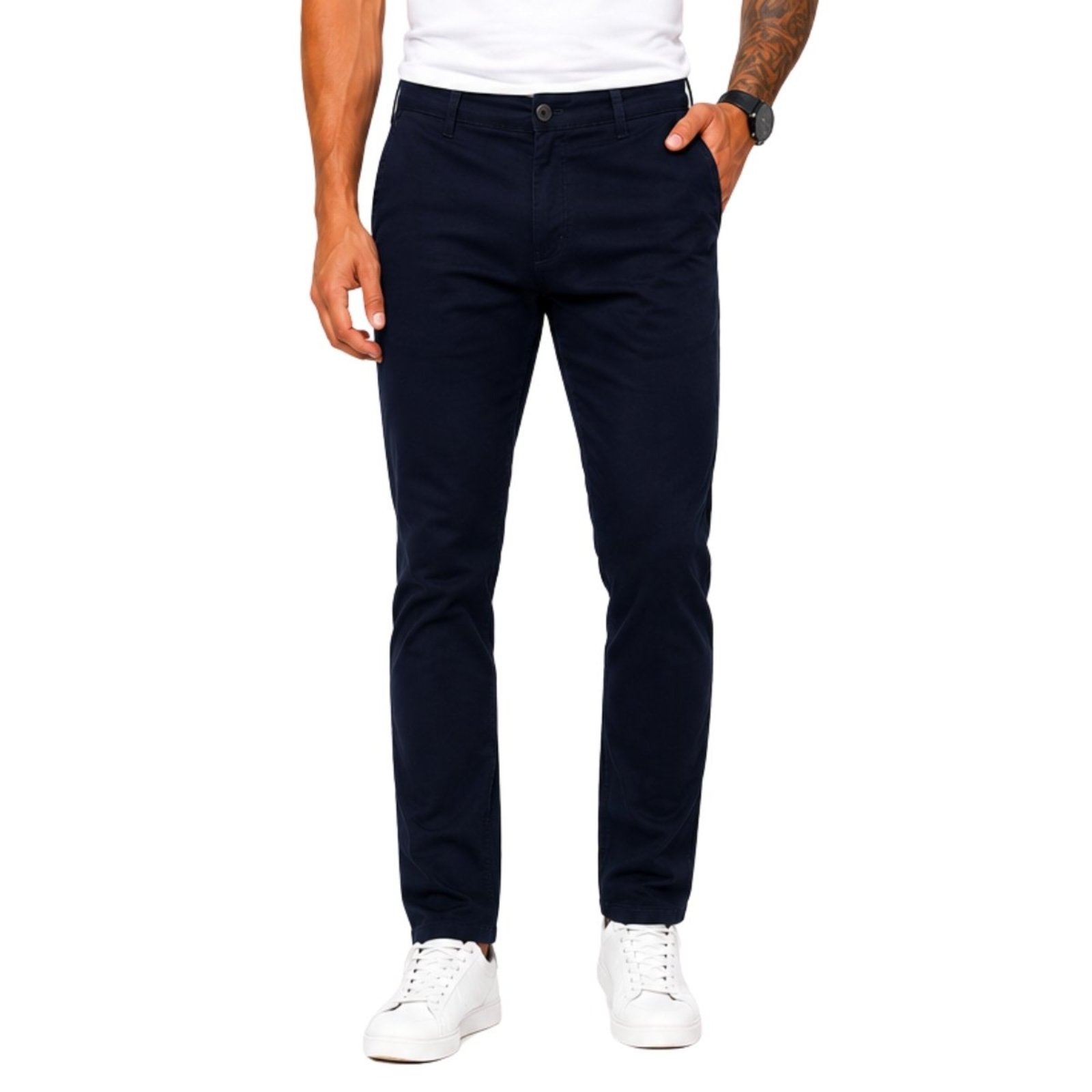 Calça Masculina Slim em Sarja Premium Casual Conforto e Elegância Marinho