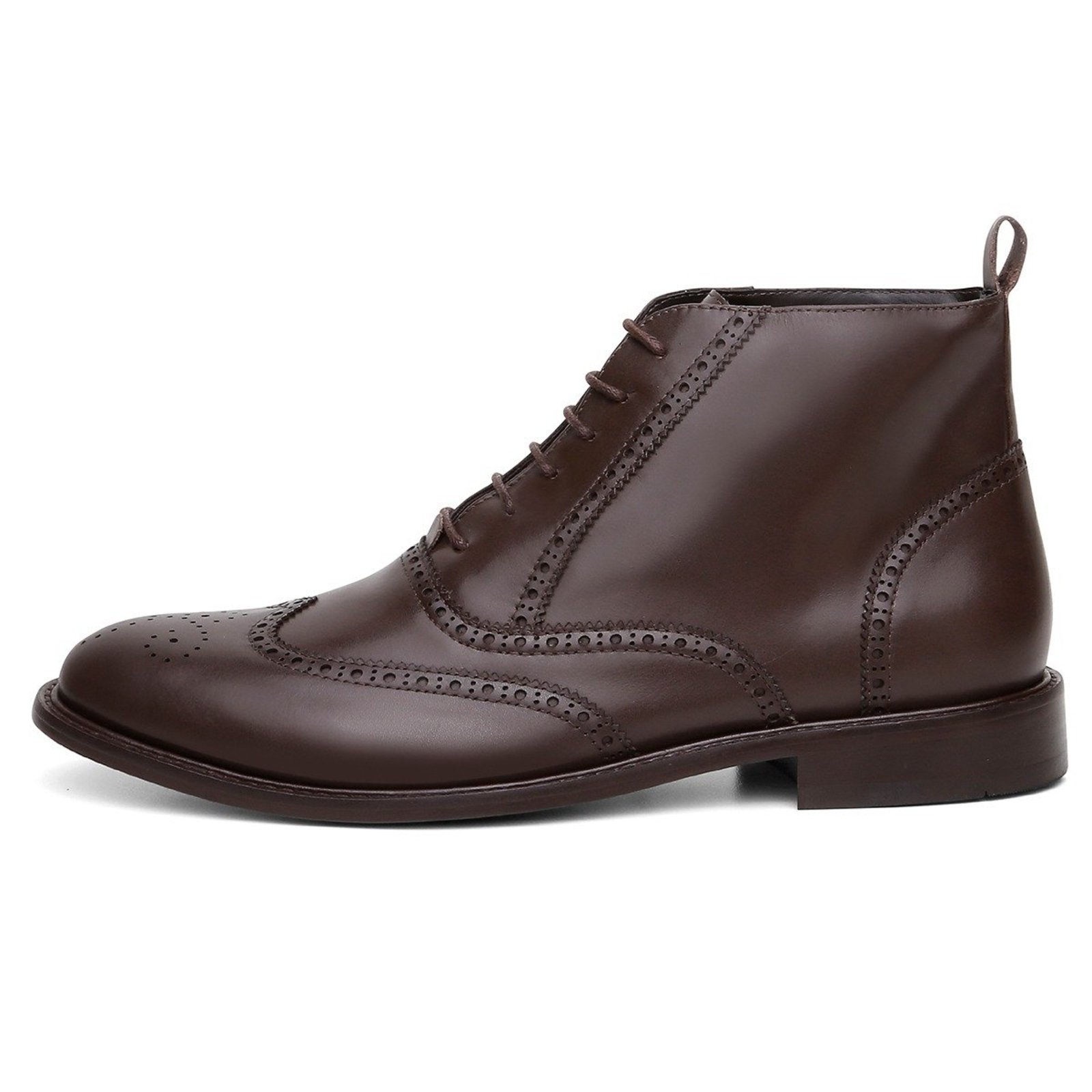 Bota Masculina Social Centuria Couro Cano Médio Brogue Cafe