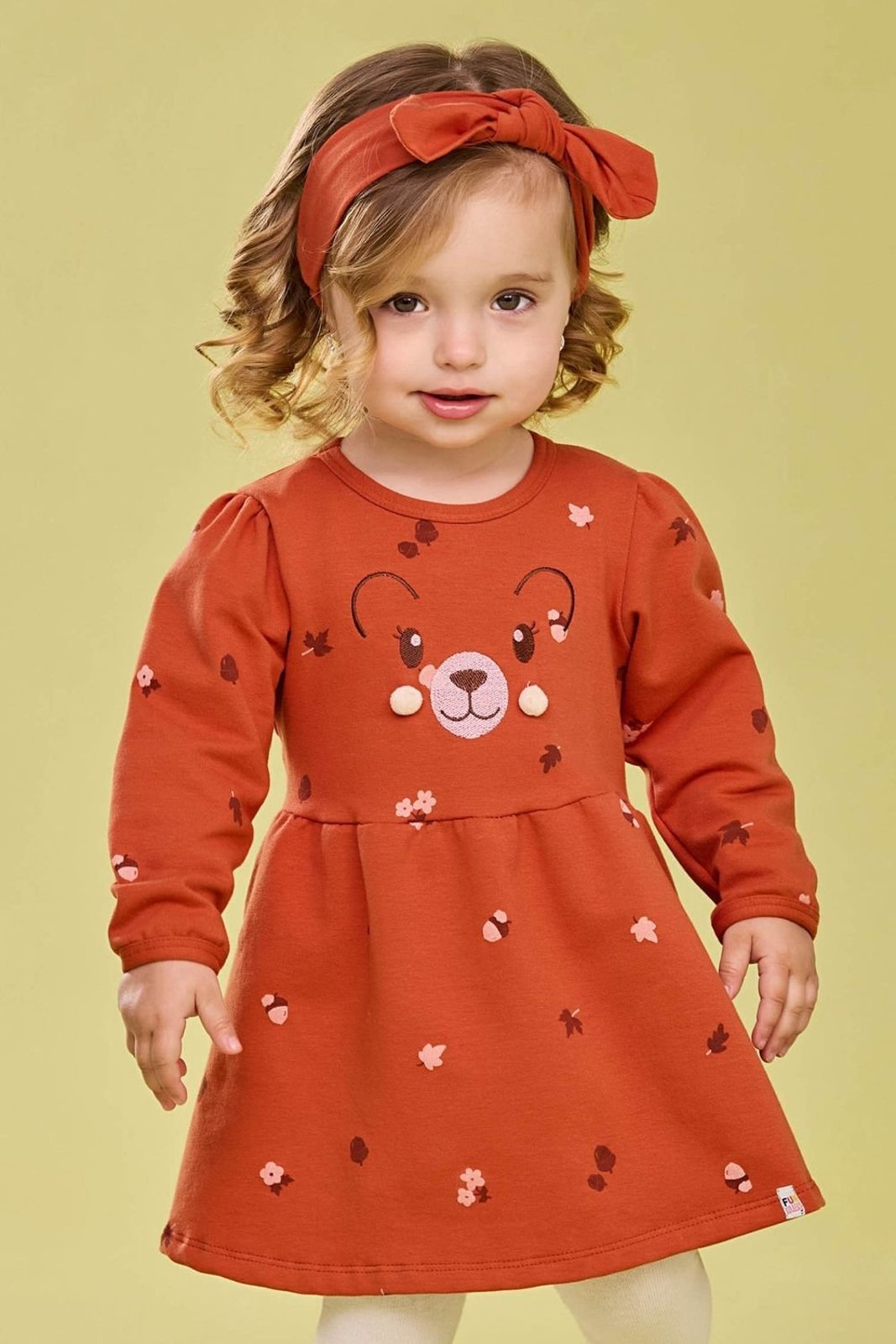 Infantil - Vestido Menina Com Faixa de Cabelo Elian Laranja