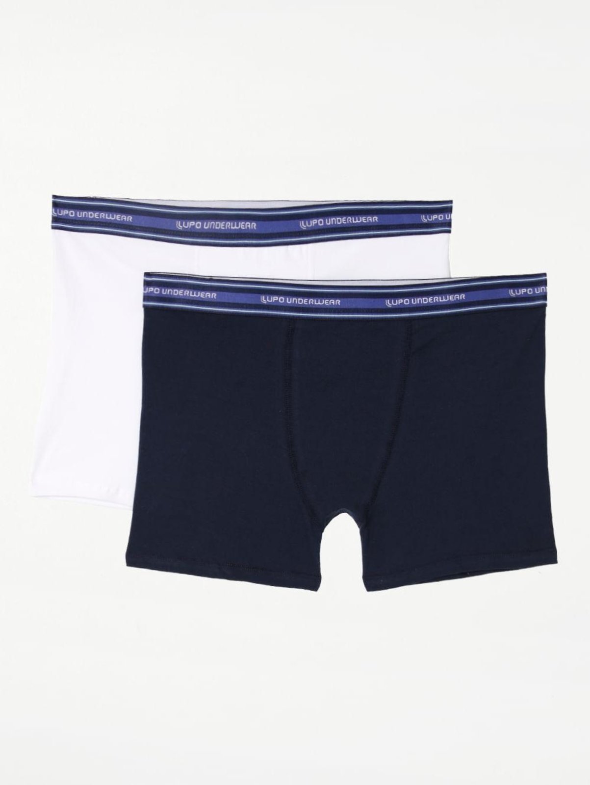Vista 2 Kit com 02 Cuecas Boxer Lupo Masculinas Mescla/ Branco/Azul Marinho branco azul Lupo branco azul