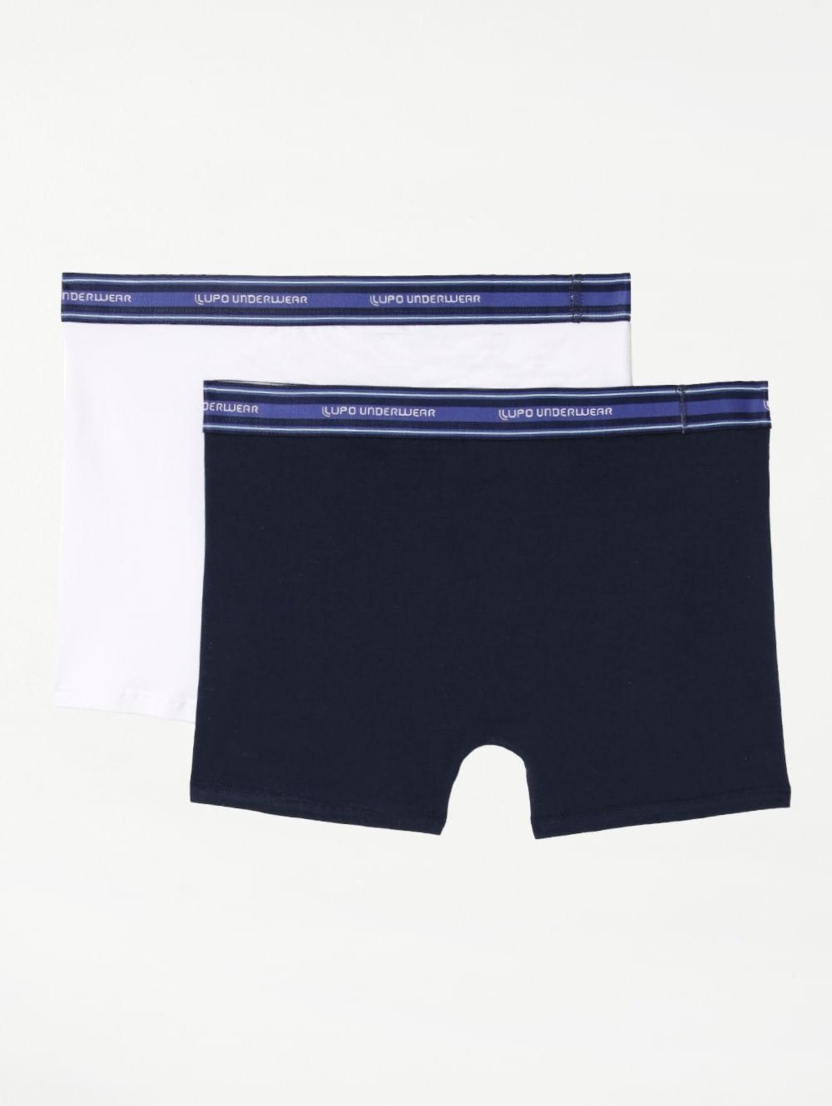 Vista 3 Kit com 02 Cuecas Boxer Lupo Masculinas Mescla/ Branco/Azul Marinho branco azul Lupo branco azul