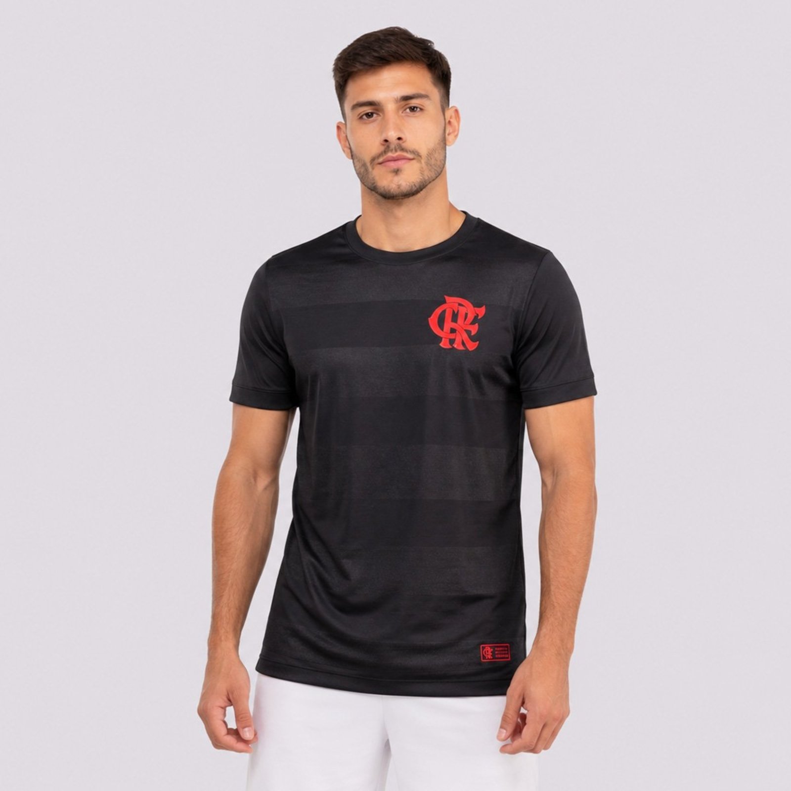 Camisa Flamengo Jacquard Preta Listrada