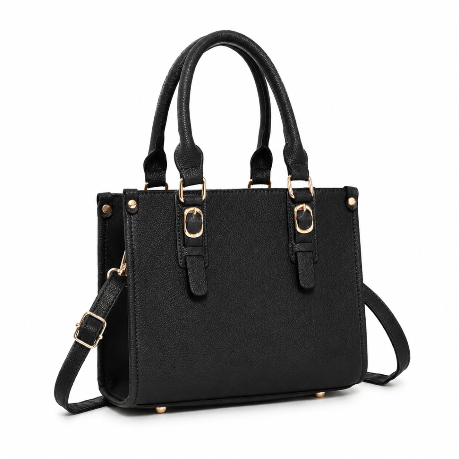 Bolsa Transversal Couro Alça De Mão Pequena Feminina Compacta Moderna Casual Delicada - Preto