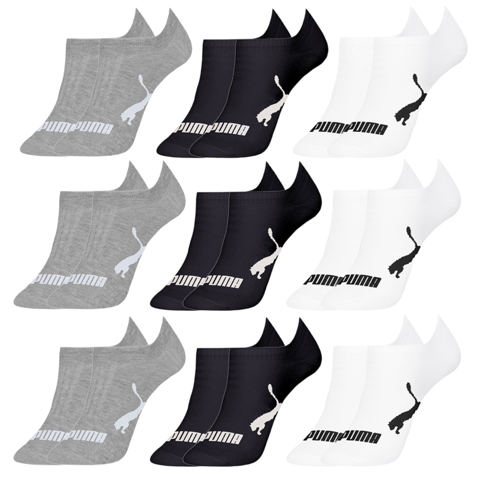 Kit 9 Meias Sapatilha Algodu00e3o Masculina Puma Branco Preto Cinza