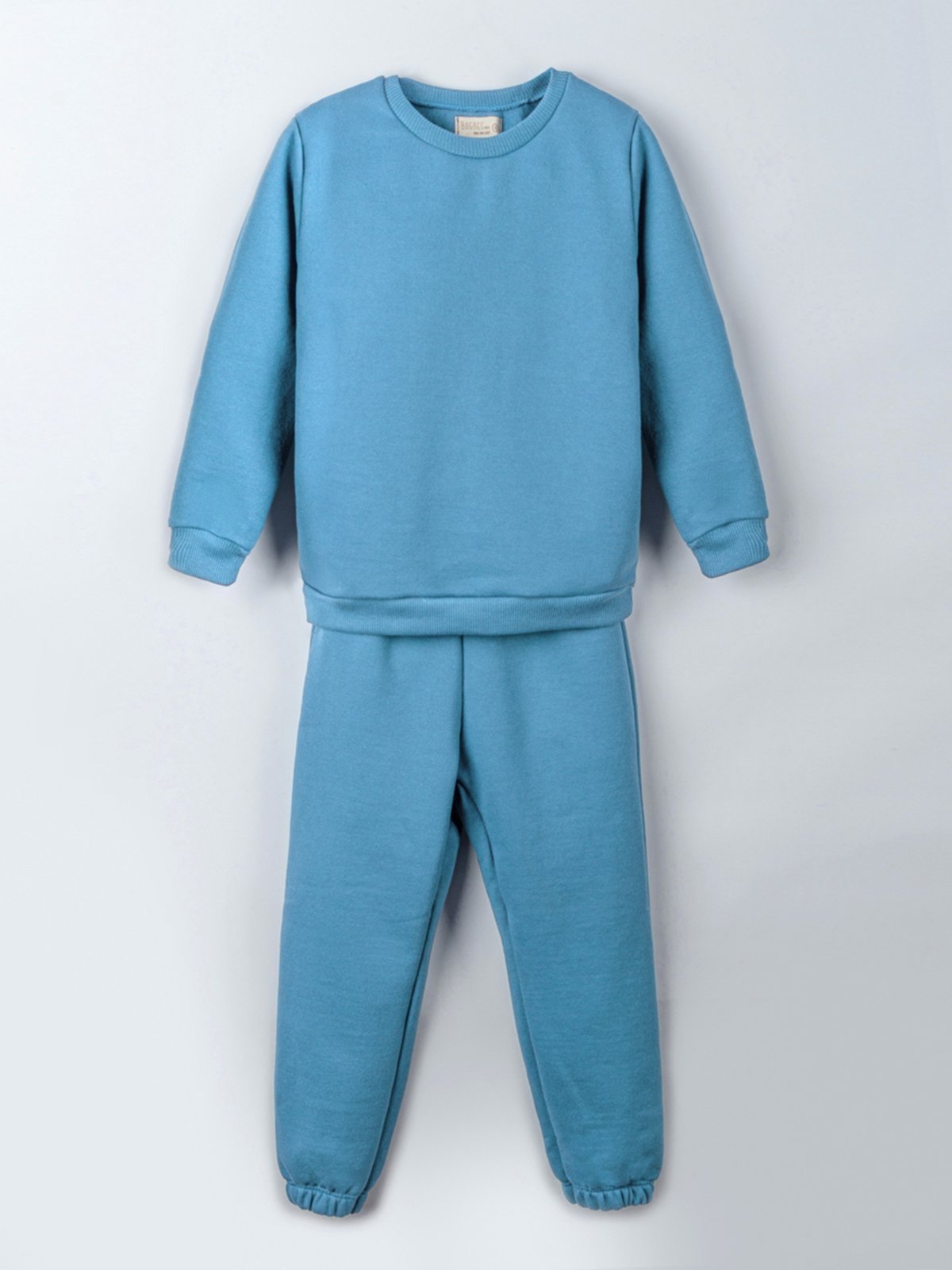 Infantil – Conjunto Bugbee Blusa Manga Longa e Calça Moletom Gola Redonda Liso Sem Estampa Menino Azul Belize