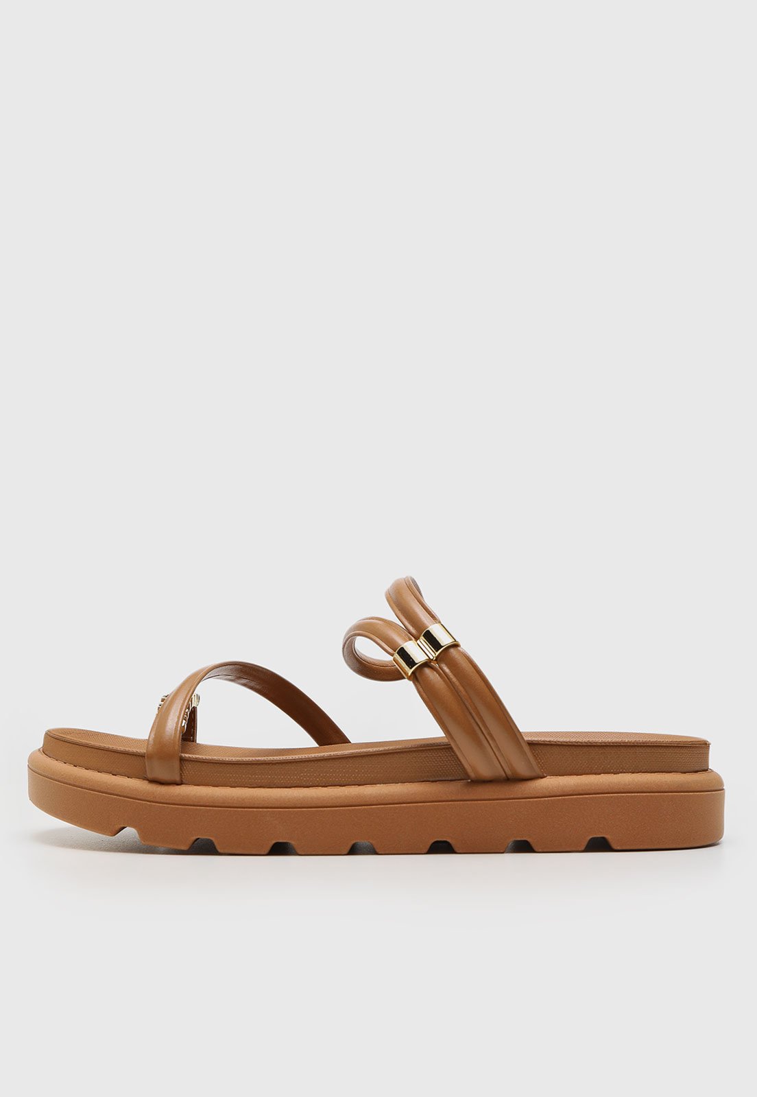 Rasteira Flat Vizzano Aplicação Caramelo