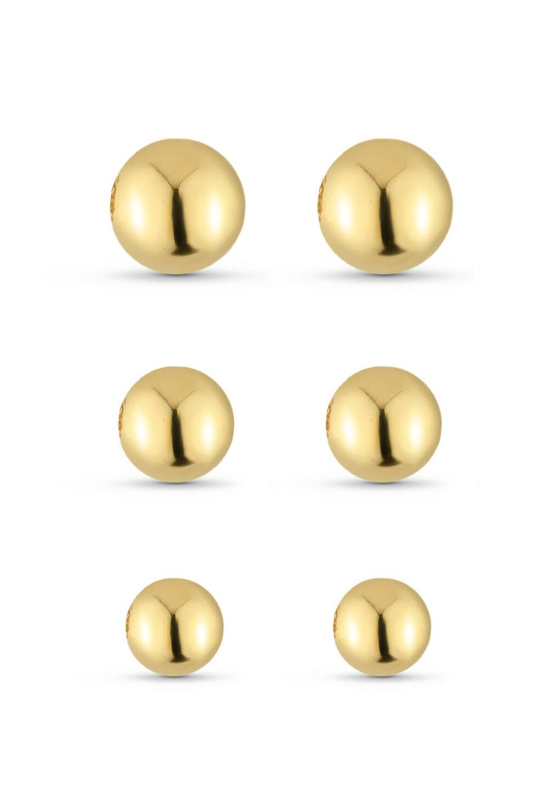 Trio De Brincos Semijoia Bolinhas Polidas (4-5-6Mm) Banhado A Ouro 18K Br047-001 Dourado