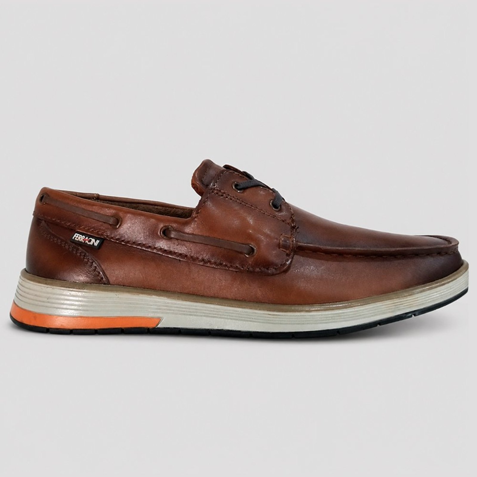Sapato Couro Ferracini Ultra Summ 6990 657D Marrom Masculino