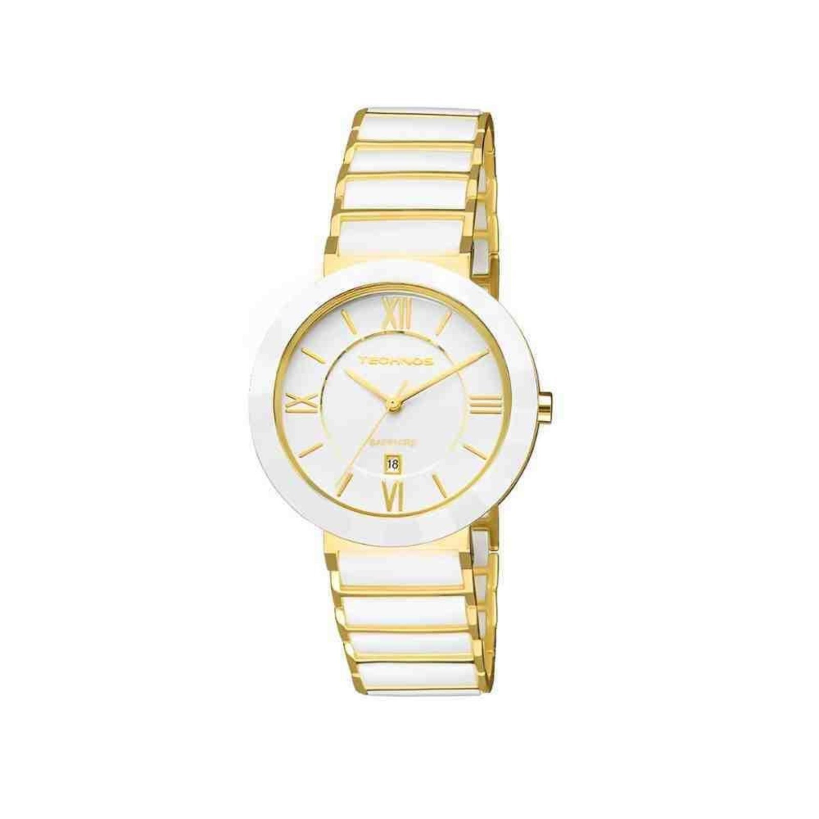 Relógio Technos Ceramic Saphire Branco Dourado 2015BV/4B