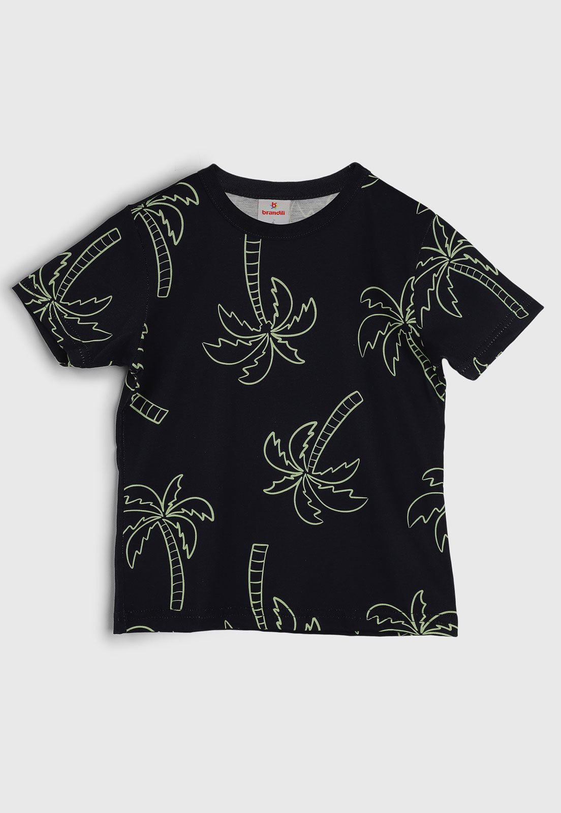 Infantil – Camiseta Brandili Estampa Coqueiros Preta