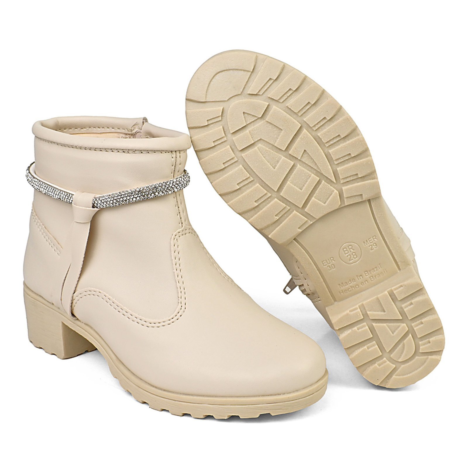 Infantil – Bota Coturno Feminino Ankle Boot Strass Lulopé