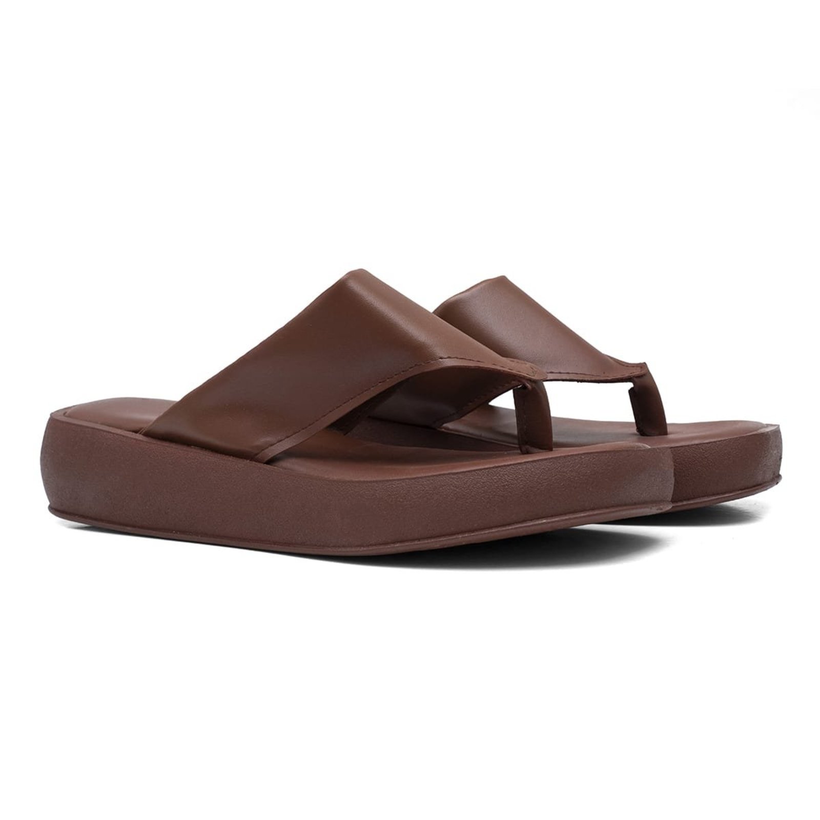 Chinelo Feminino Casual Anna Andrade Flatform Sandália Plataforma Conforto Elegante Marrom
