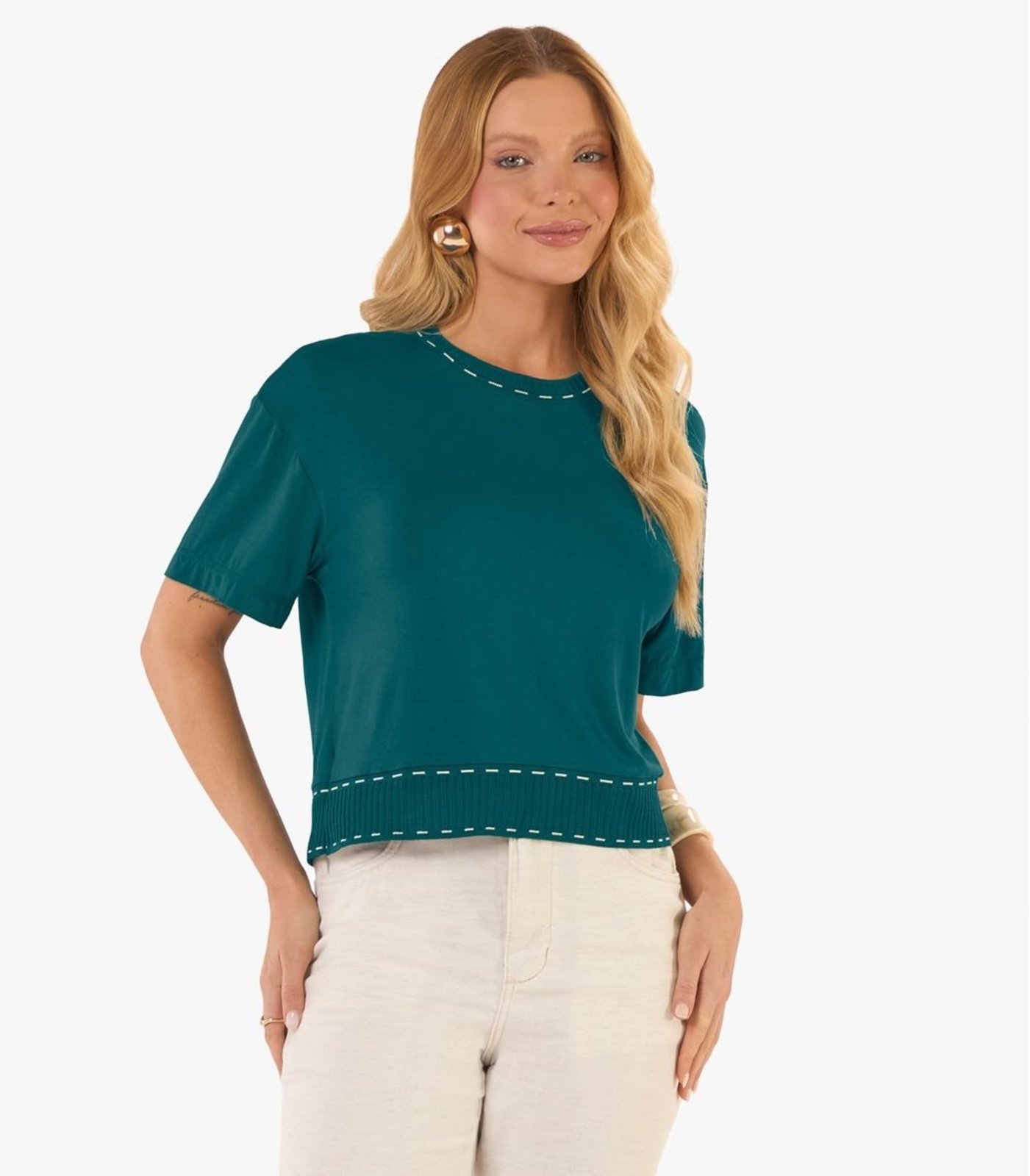 Blusa Feminina Box Viscotorcion Rovitex Verde