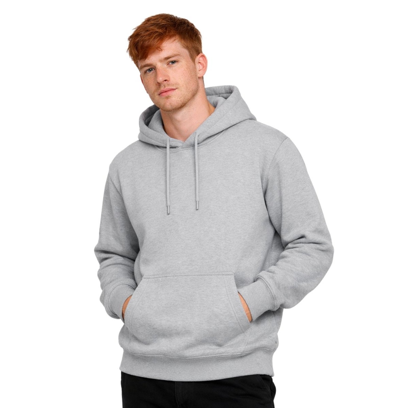 Moletom Relaxado Masculino Canguru Liso Confortável Cinza