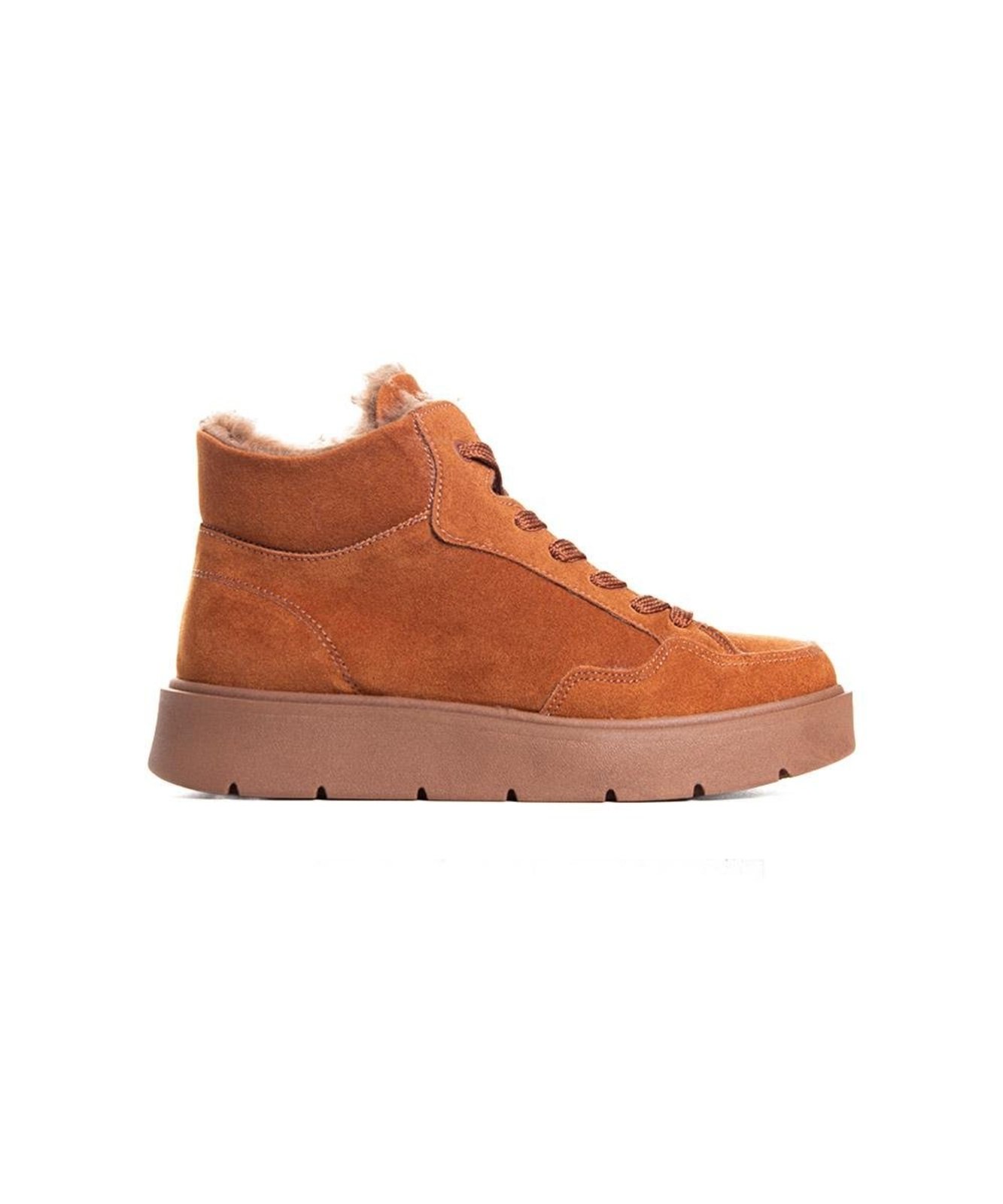 Tênis Cano Alto Quiz Feminino Forrado Camel Incolor