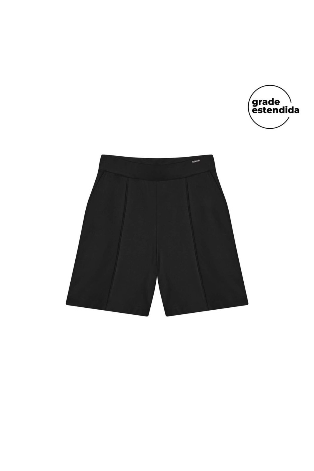 Bermuda Feminina Com Recortes Marialícia Preto