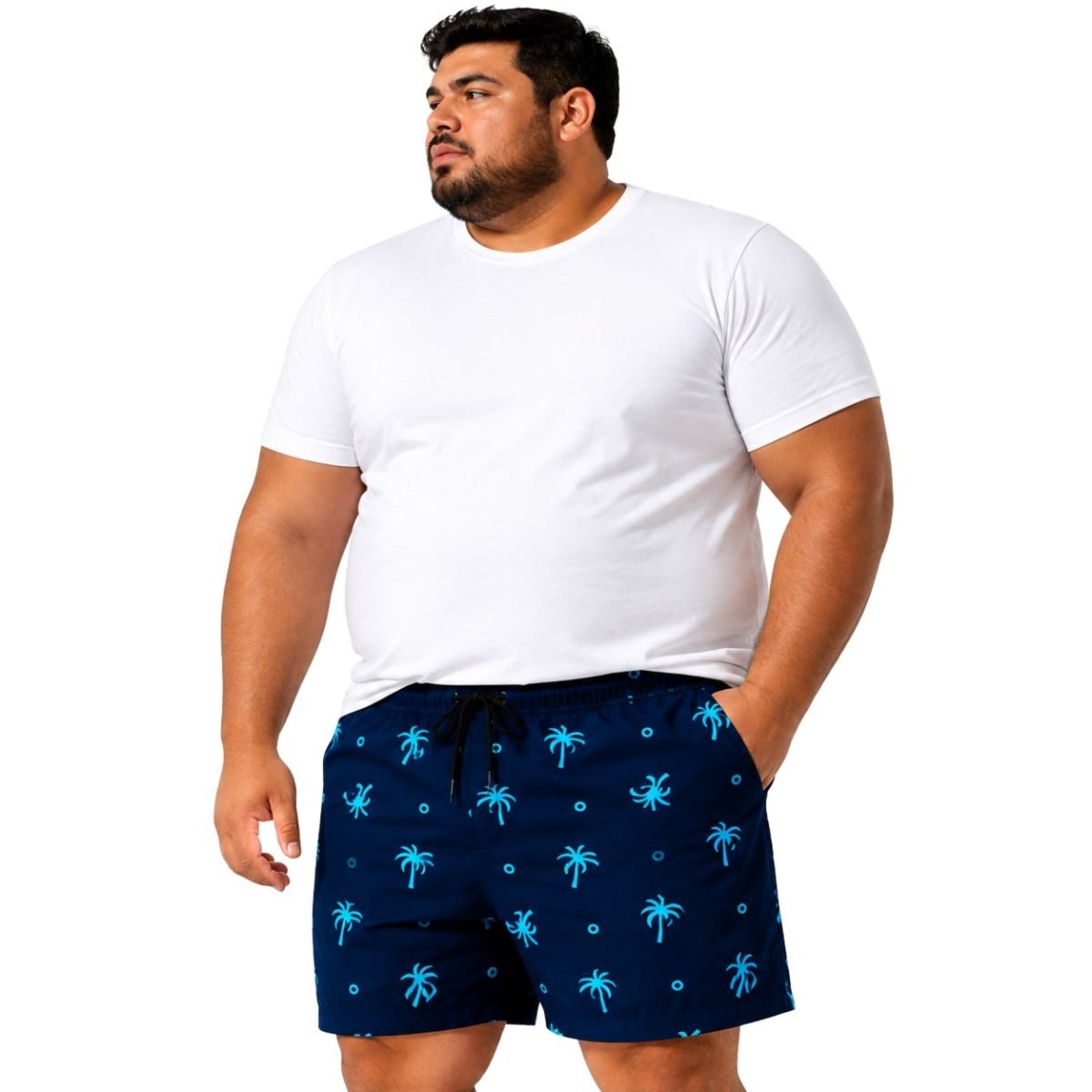 Short Tactel Masculino Plus Size Estampado Praia Secagem Rápida