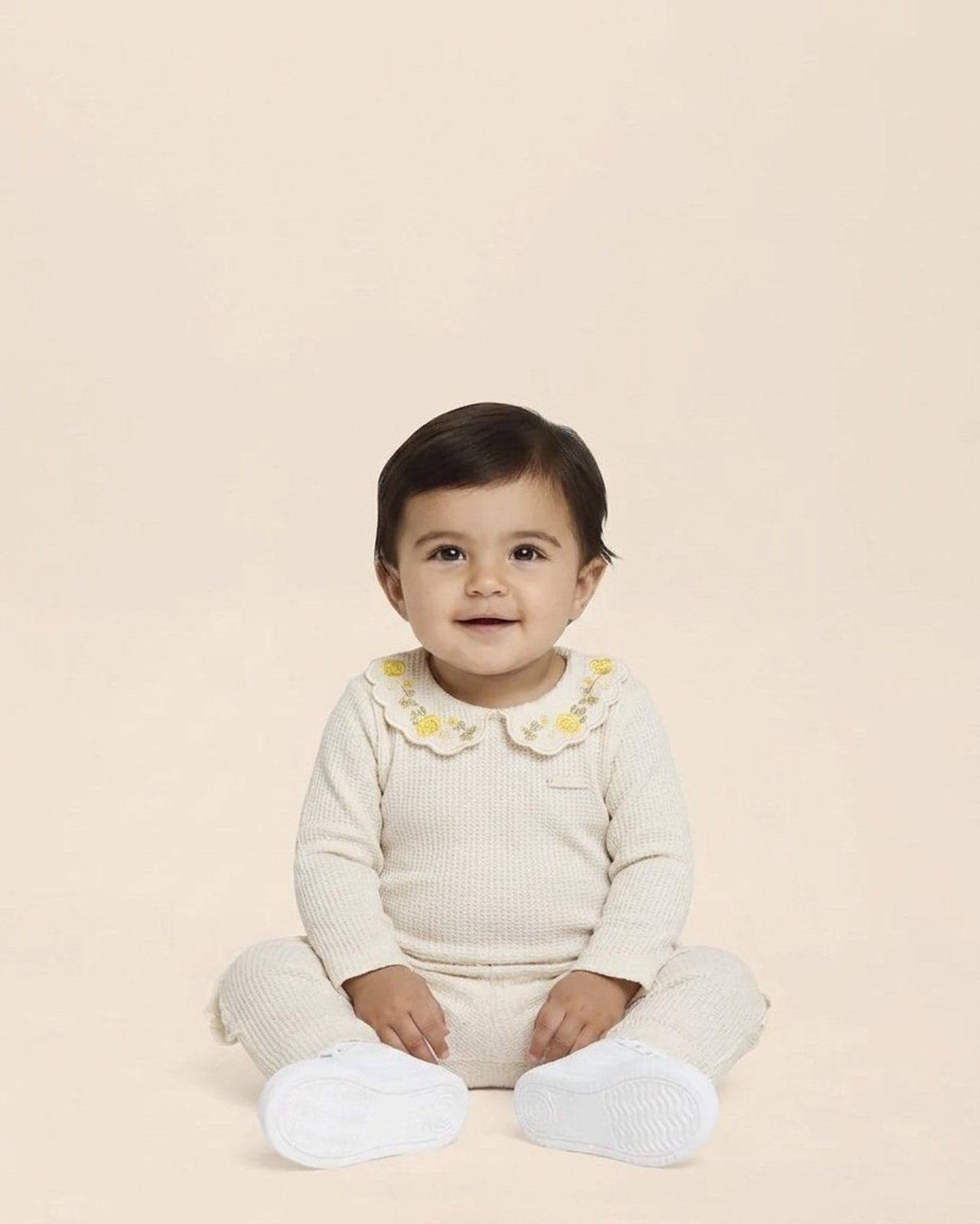 Infantil - Conjunto Menina Body Gola Bordada E Calça Babados - Carinhoso