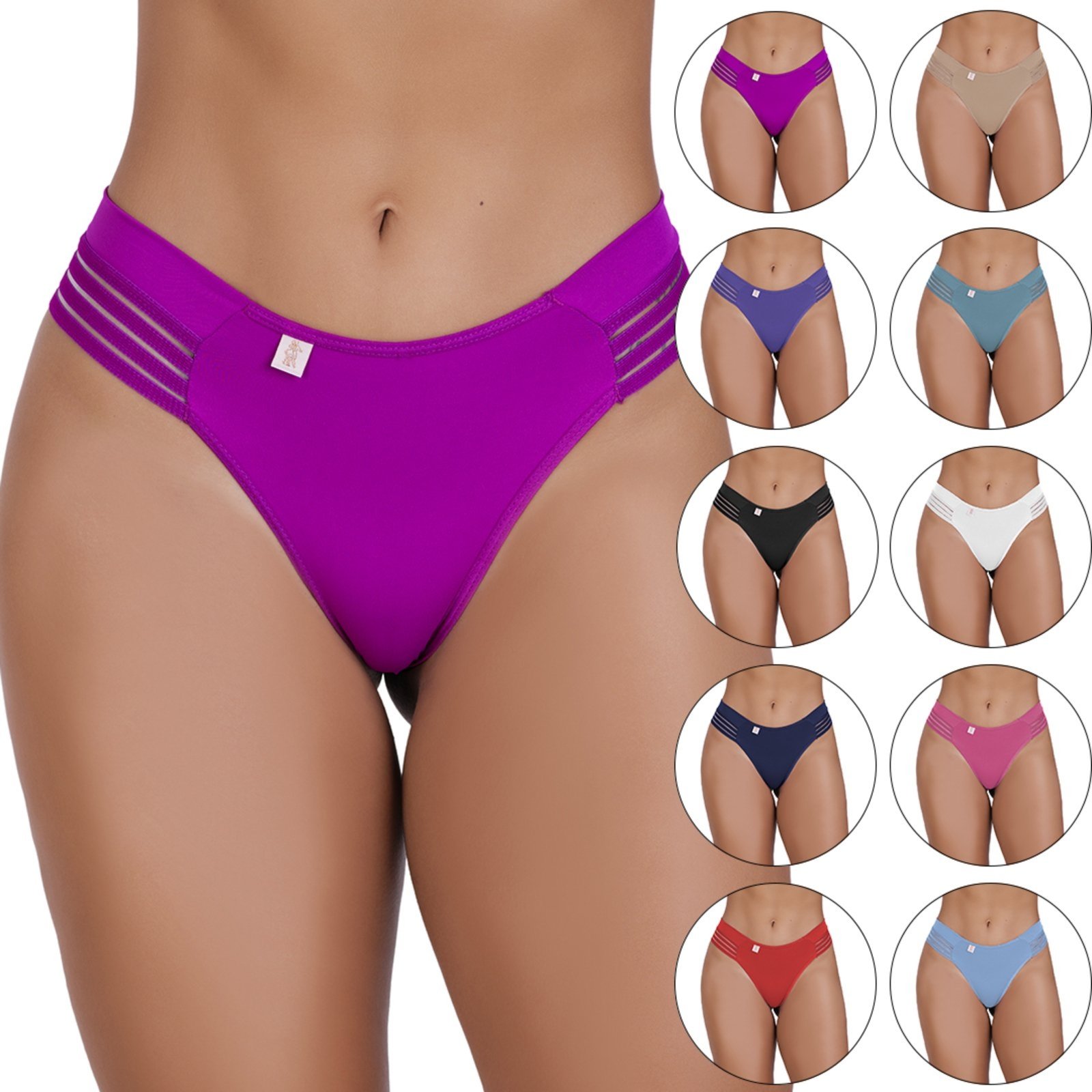 Kit 6 Calcinhas Tetê Variedades Tanga Algodão Sexy Confortavel Detalhe Lateral